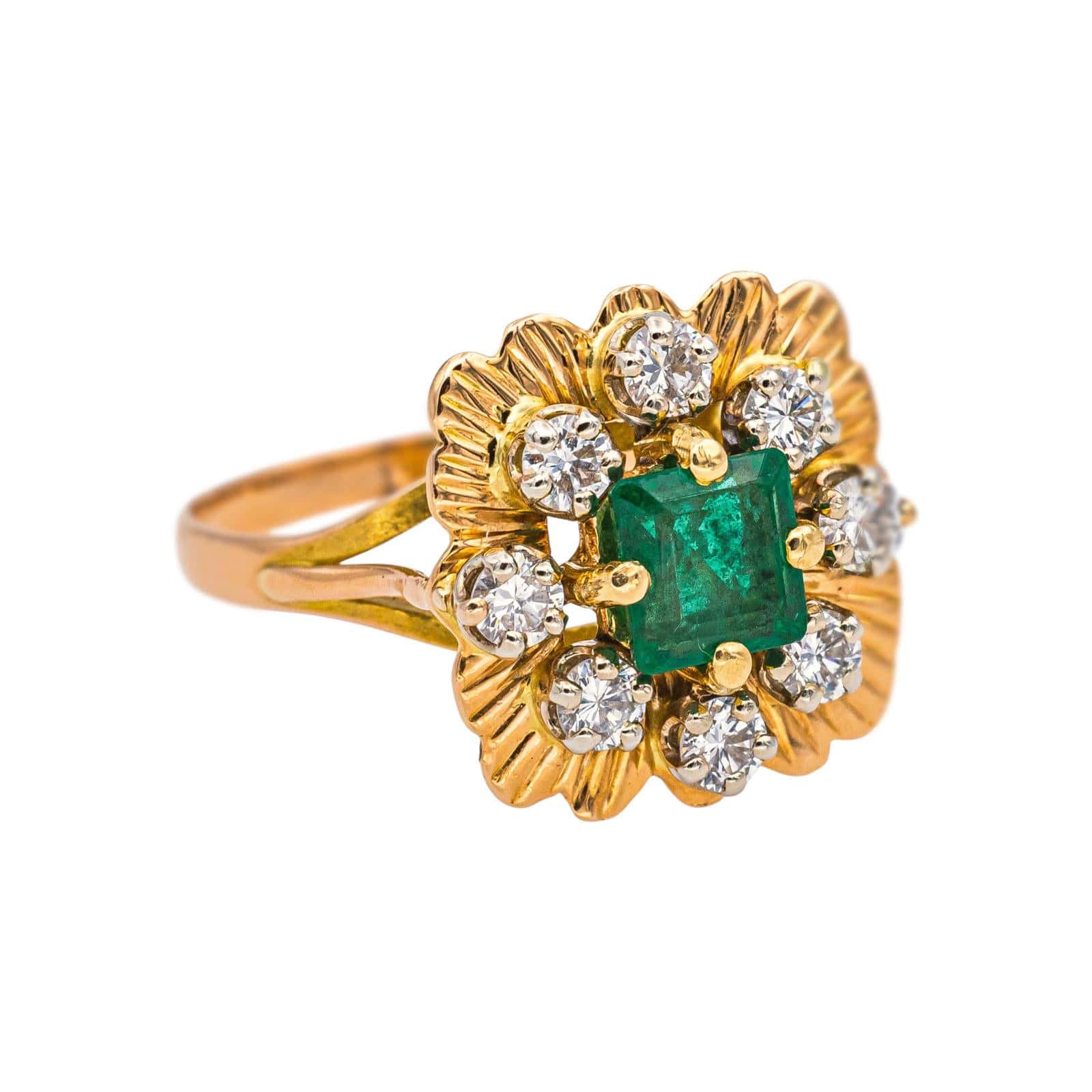 Yellow gold ring Emerald, Diamond - Image 6