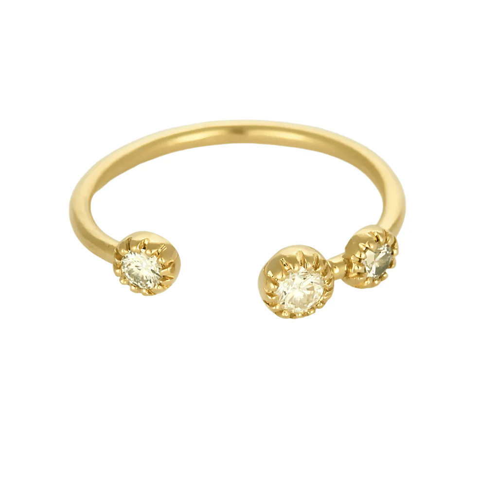 Open yellow gold and diamond ring 