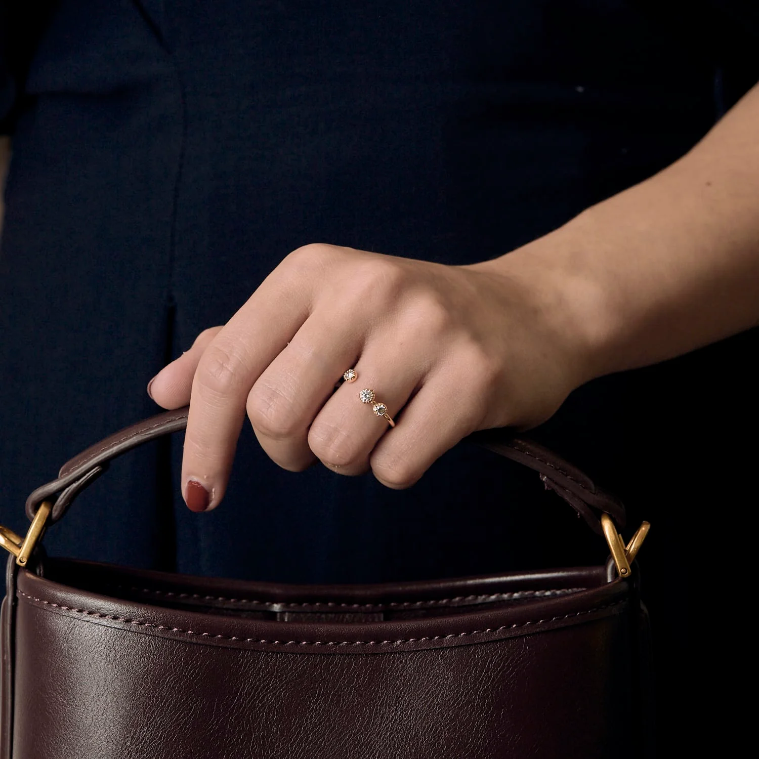 Open yellow gold and diamond ring  - Image 2