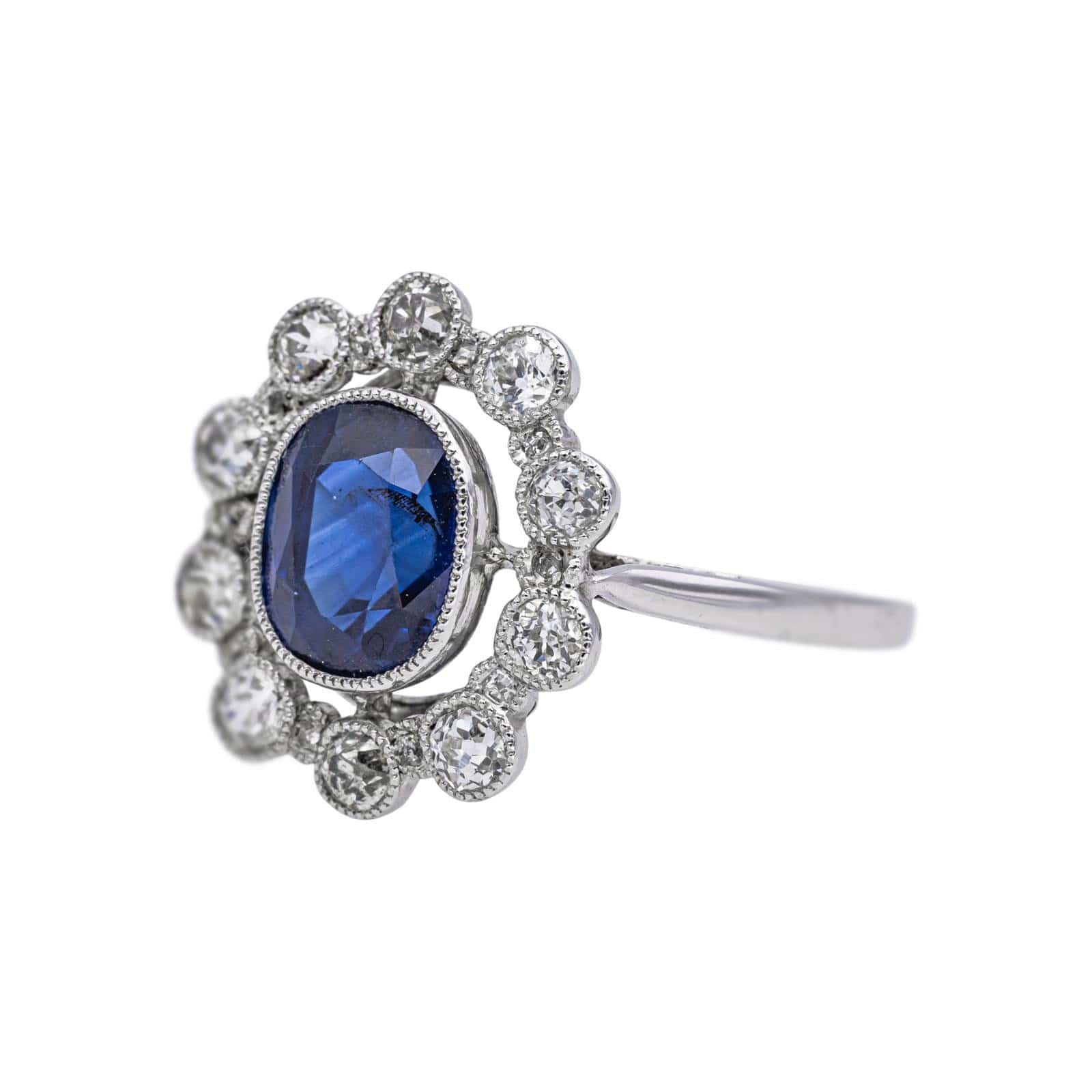 Ring platinum Sapphire, Diamond  - Image 3