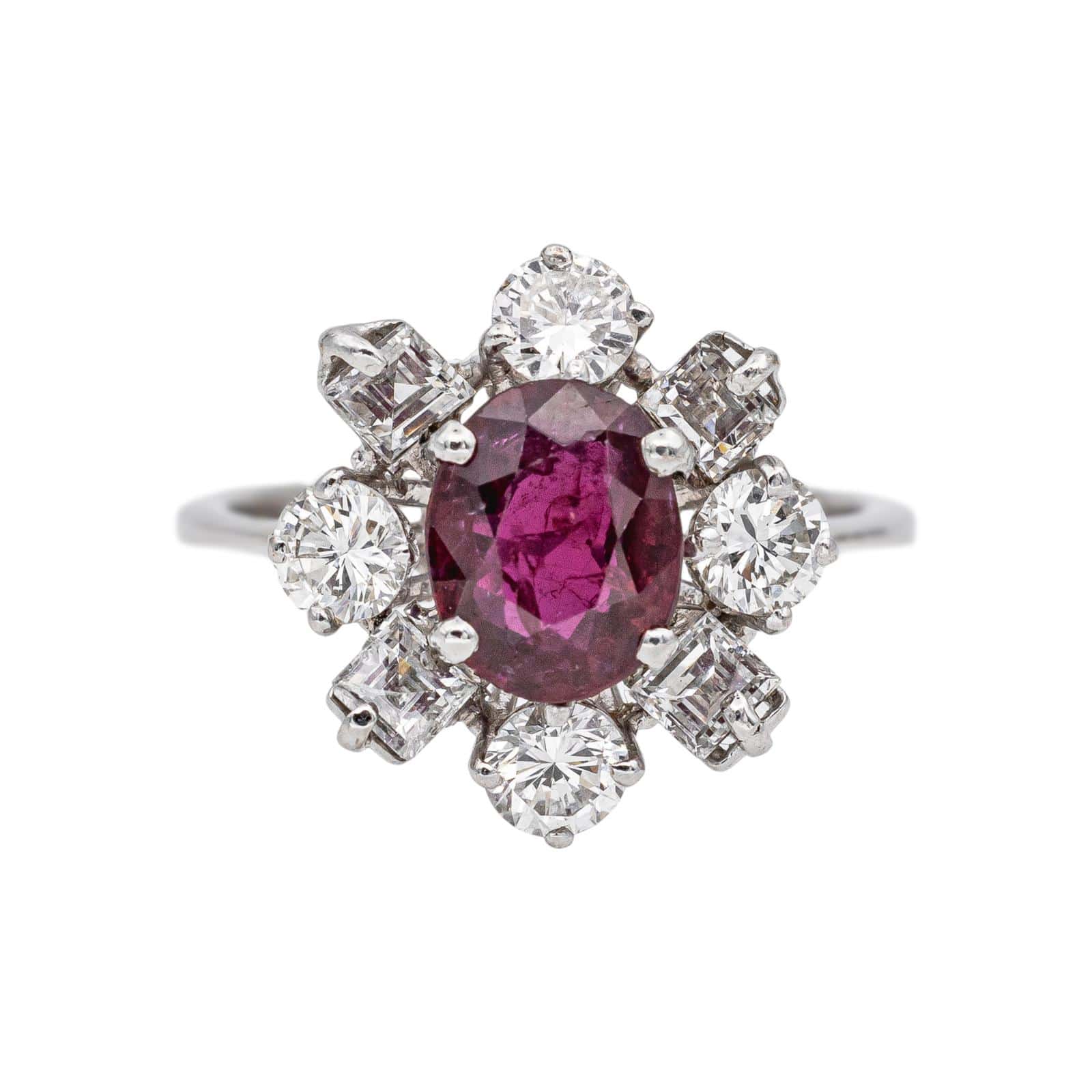 Pompadour Ring White Gold Ruby, Diamond 