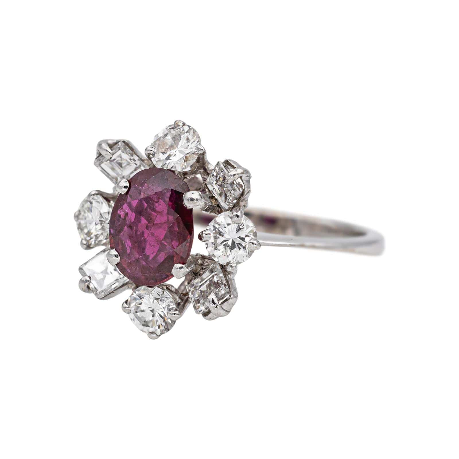 Pompadour Ring White Gold Ruby, Diamond  - Image 3