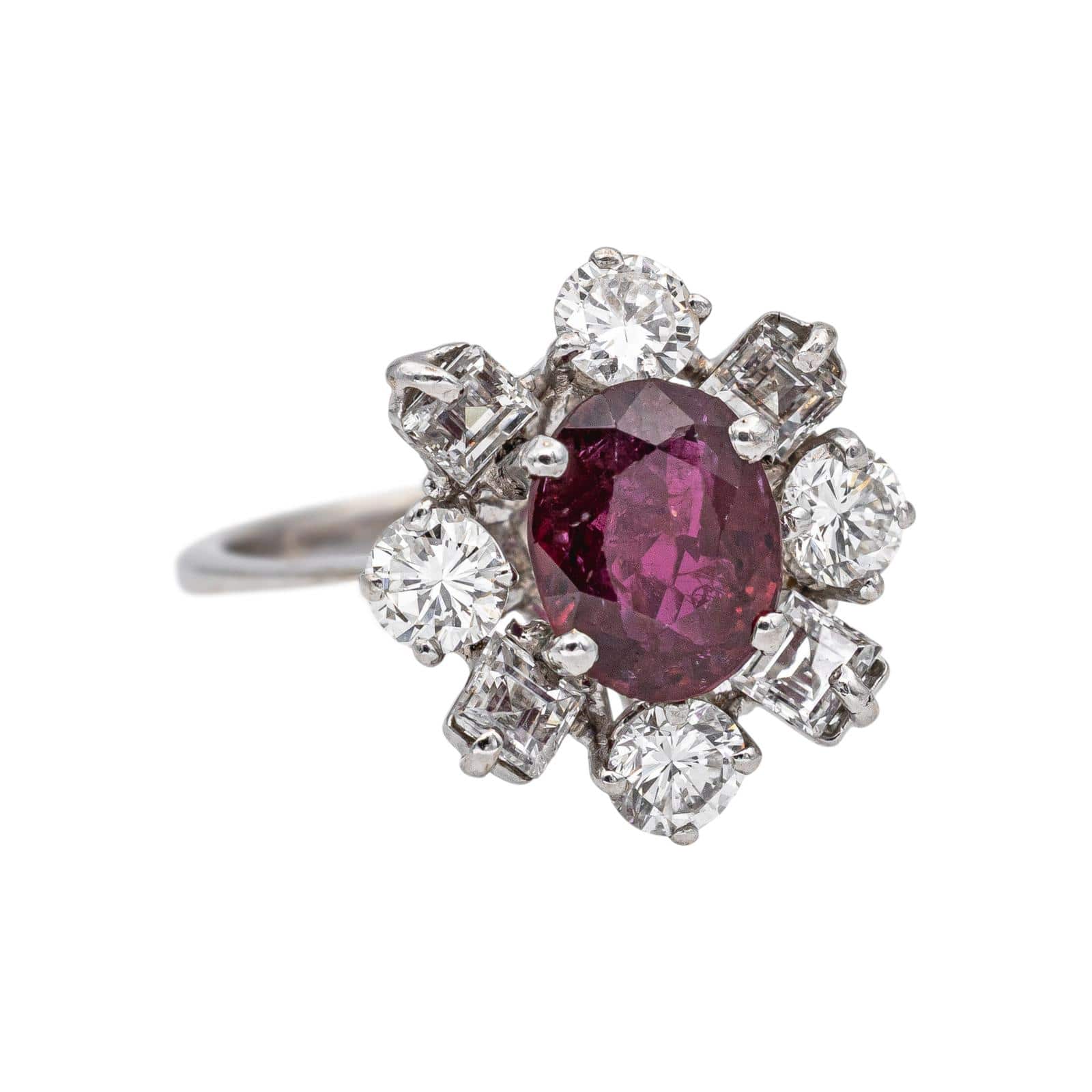 Pompadour Ring White Gold Ruby, Diamond  - Image 6