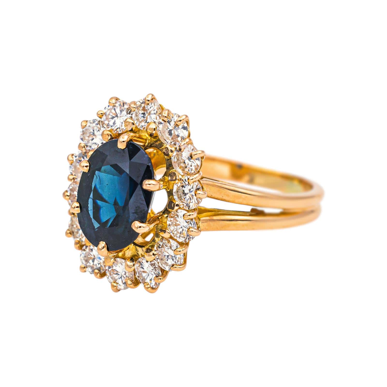 Pompadour Ring Yellow Gold Sapphire, Diamond  - Image 3
