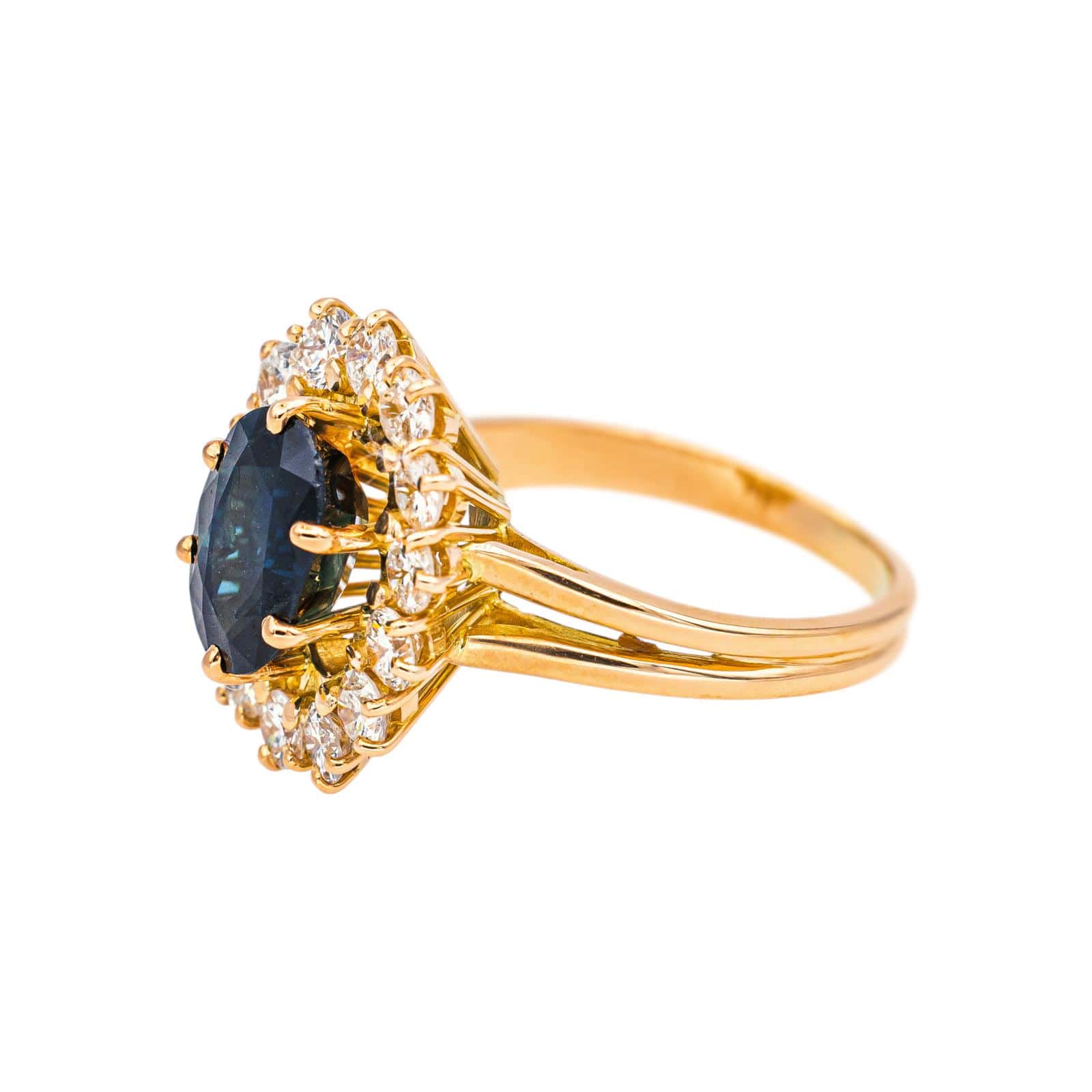 Pompadour Ring Yellow Gold Sapphire, Diamond  - Image 4
