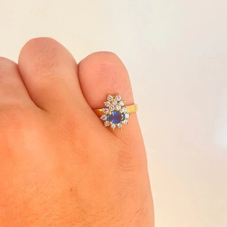 Sapphire Diamond Ring Yellow gold - Image 3