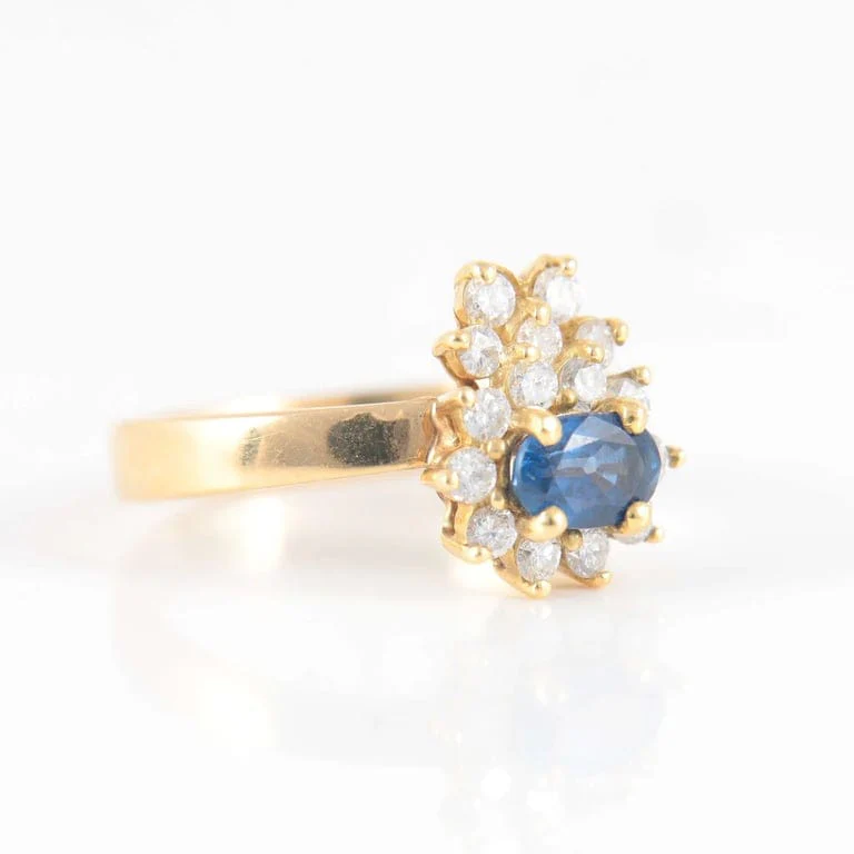 Sapphire Diamond Ring Yellow gold - Image 4