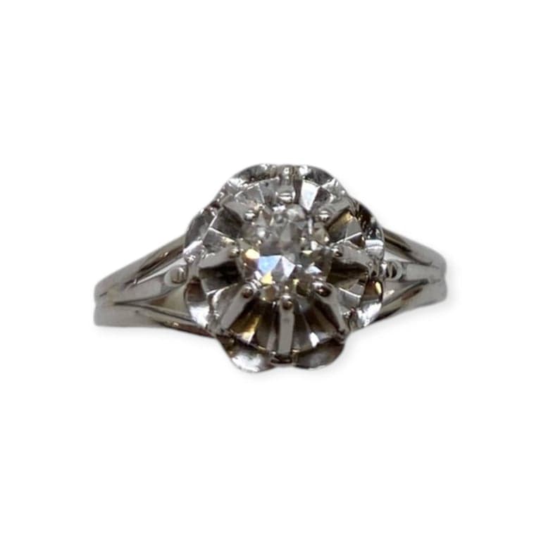 Ring Solitaire diamond in 18K white gold 