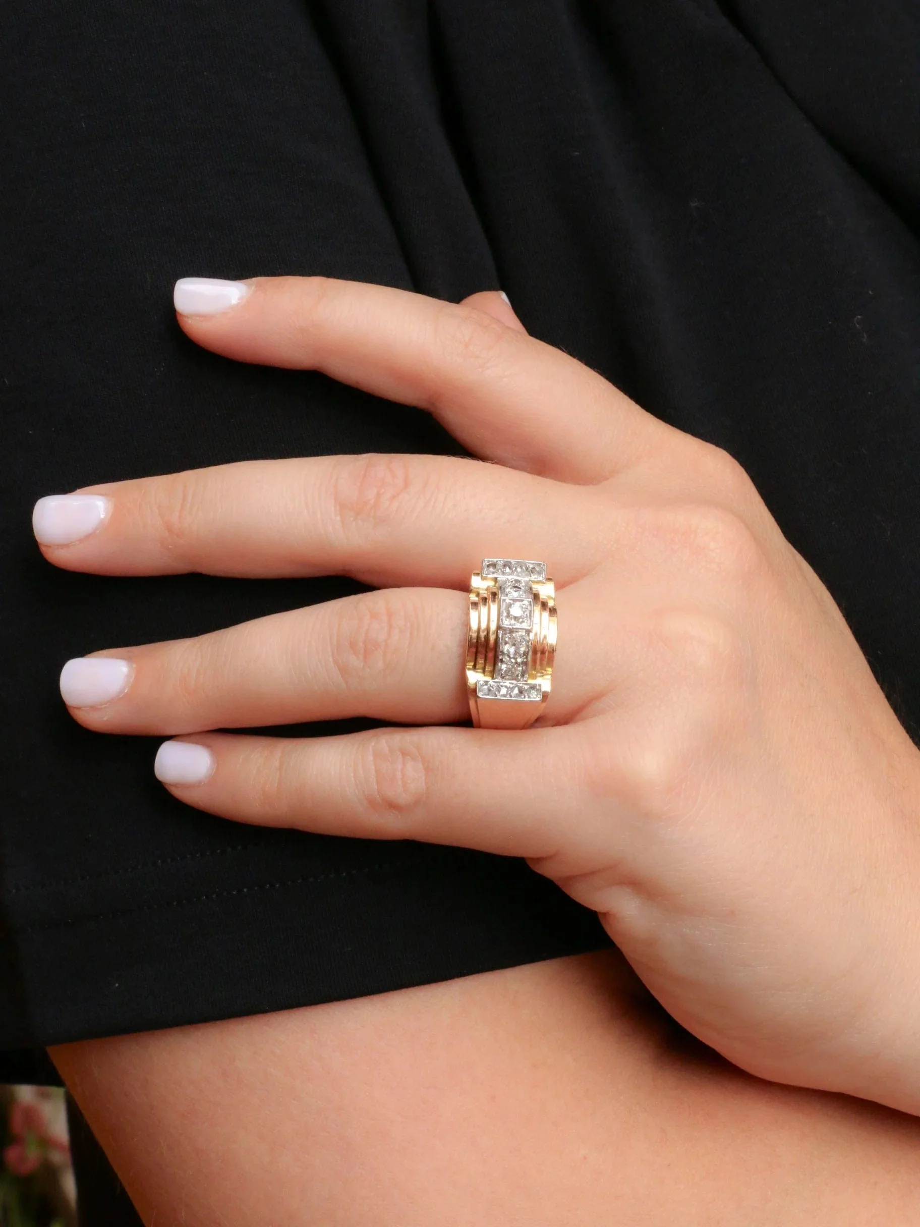 Ring tank yellow gold diamonds - Image 9