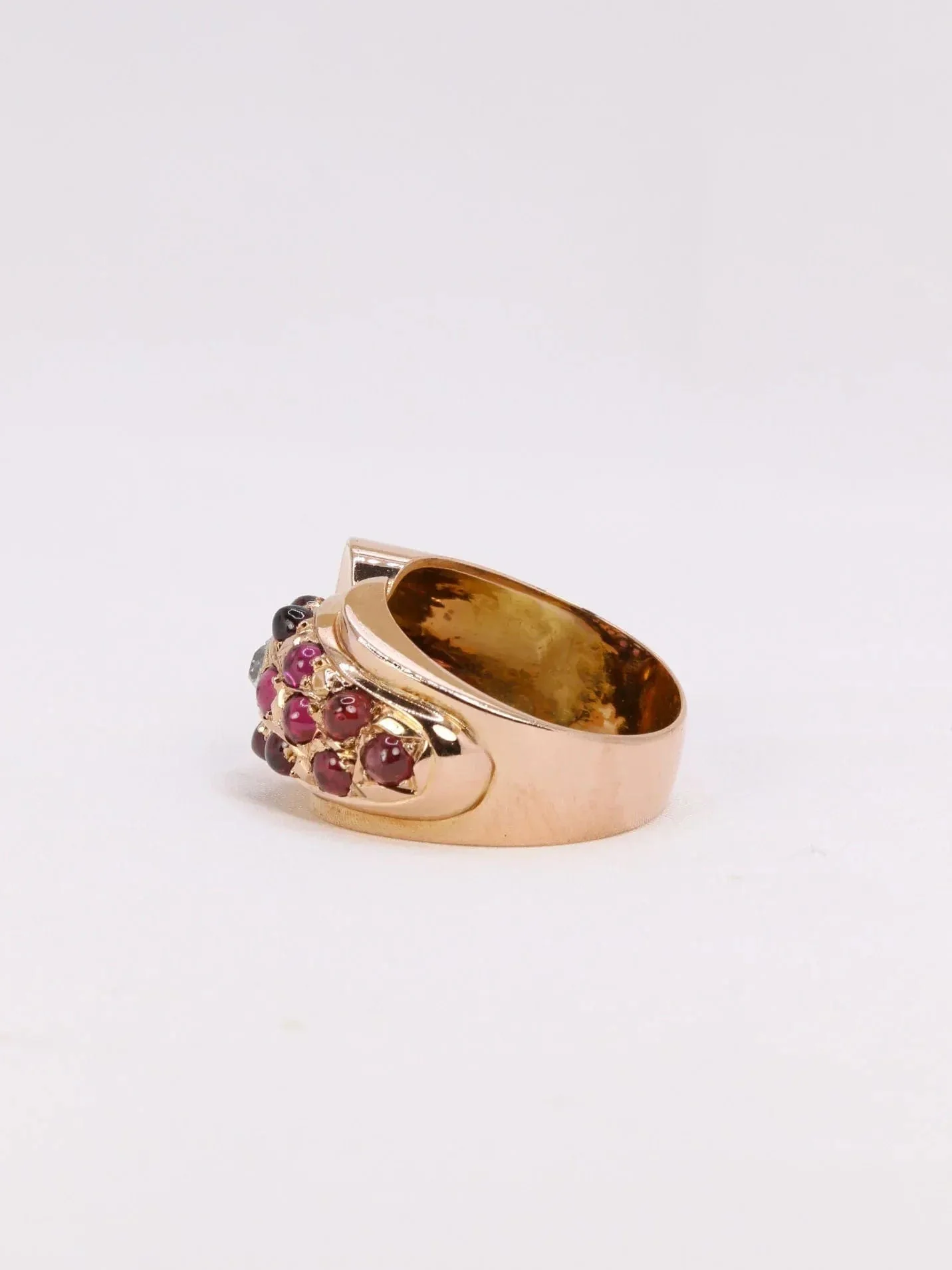 Ring tank rose gold diamond garnets - Image 4