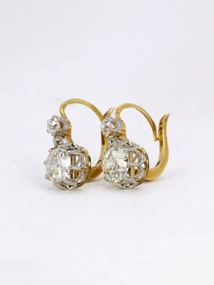 Antique gold sleepers with old-cut diamonds 2.2 ct - Image 3