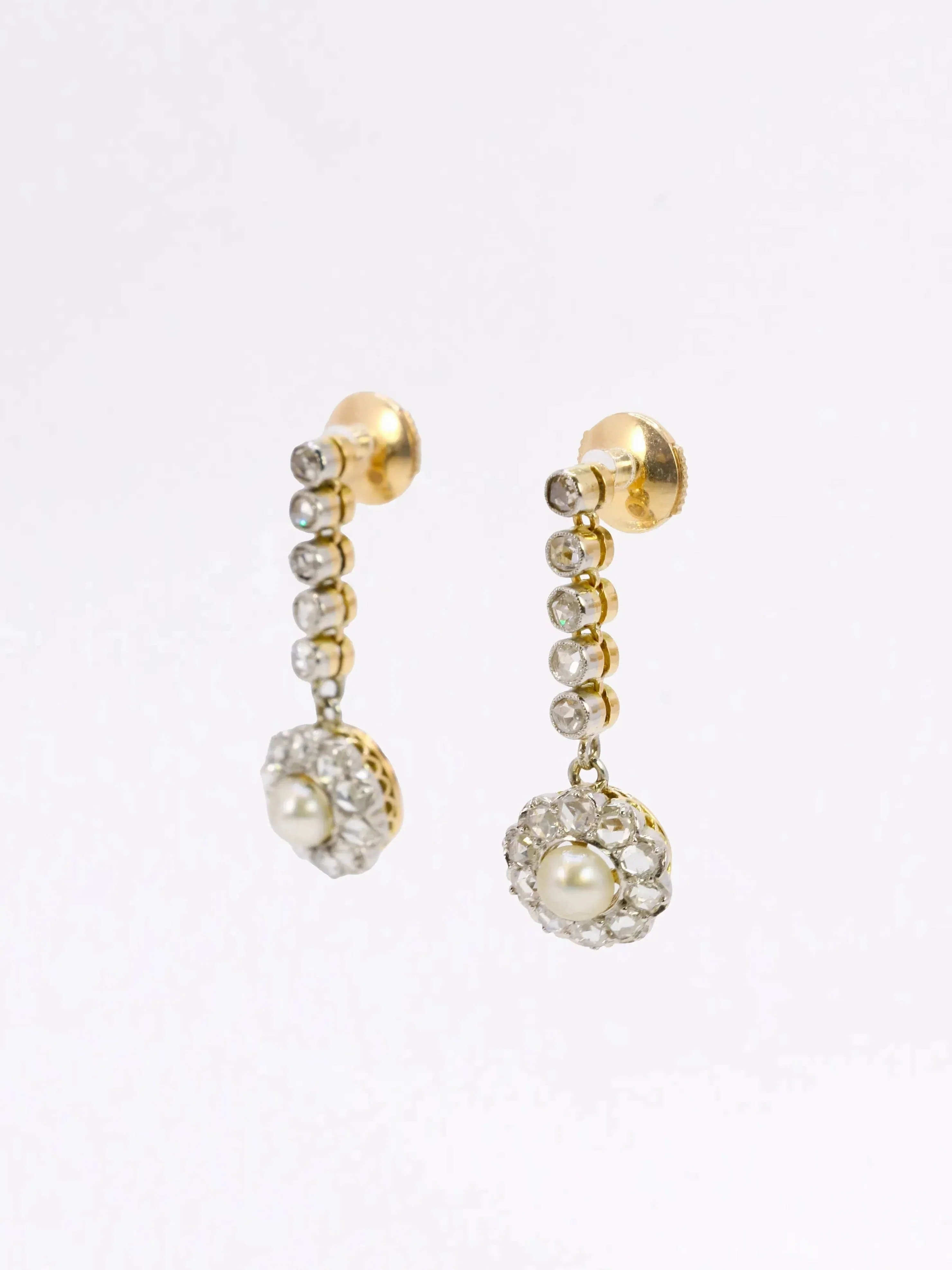 Pearl diamond drop earrings - Image 8