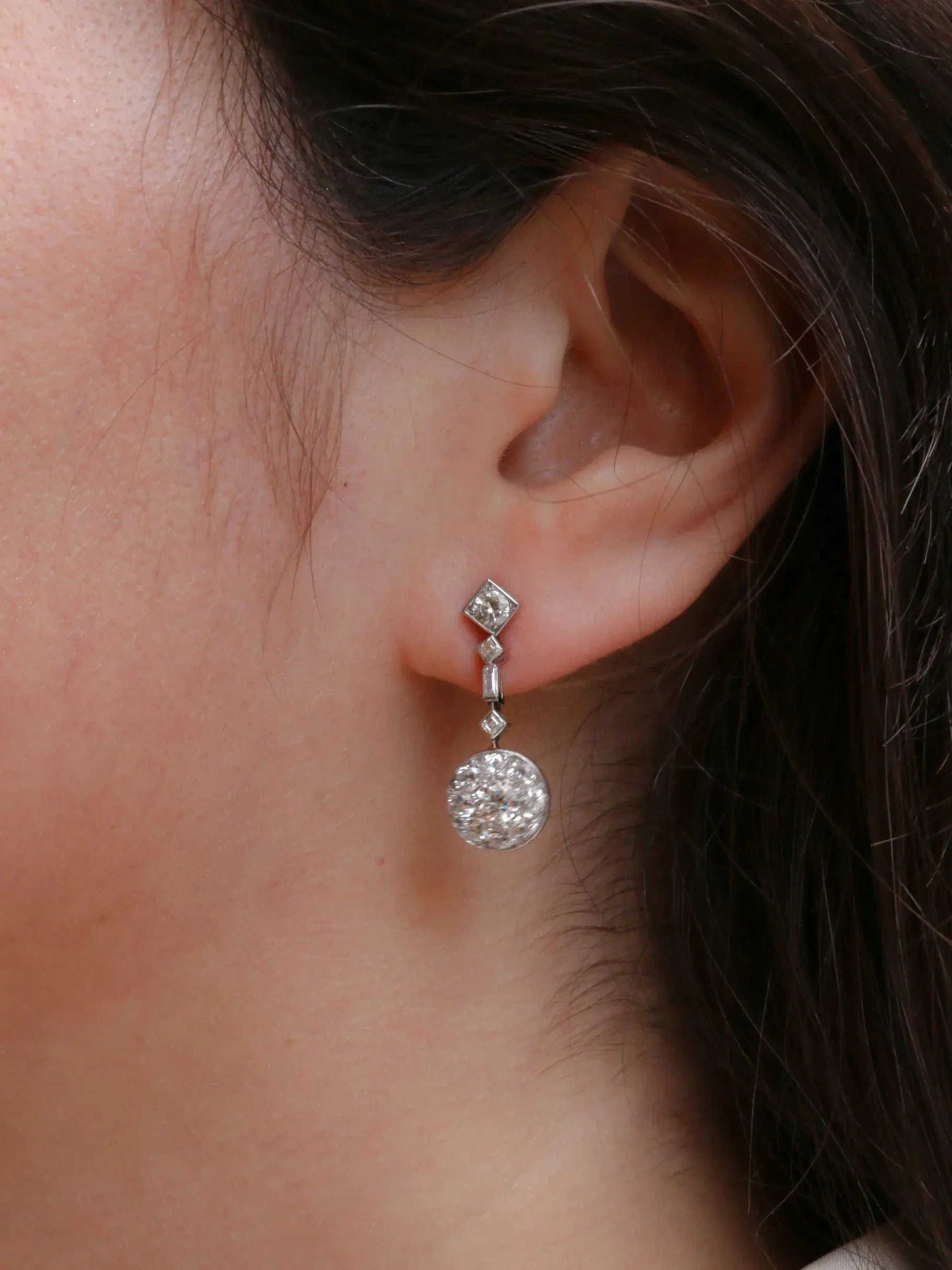 Dangle earrings Art Deco diamonds - Image 7