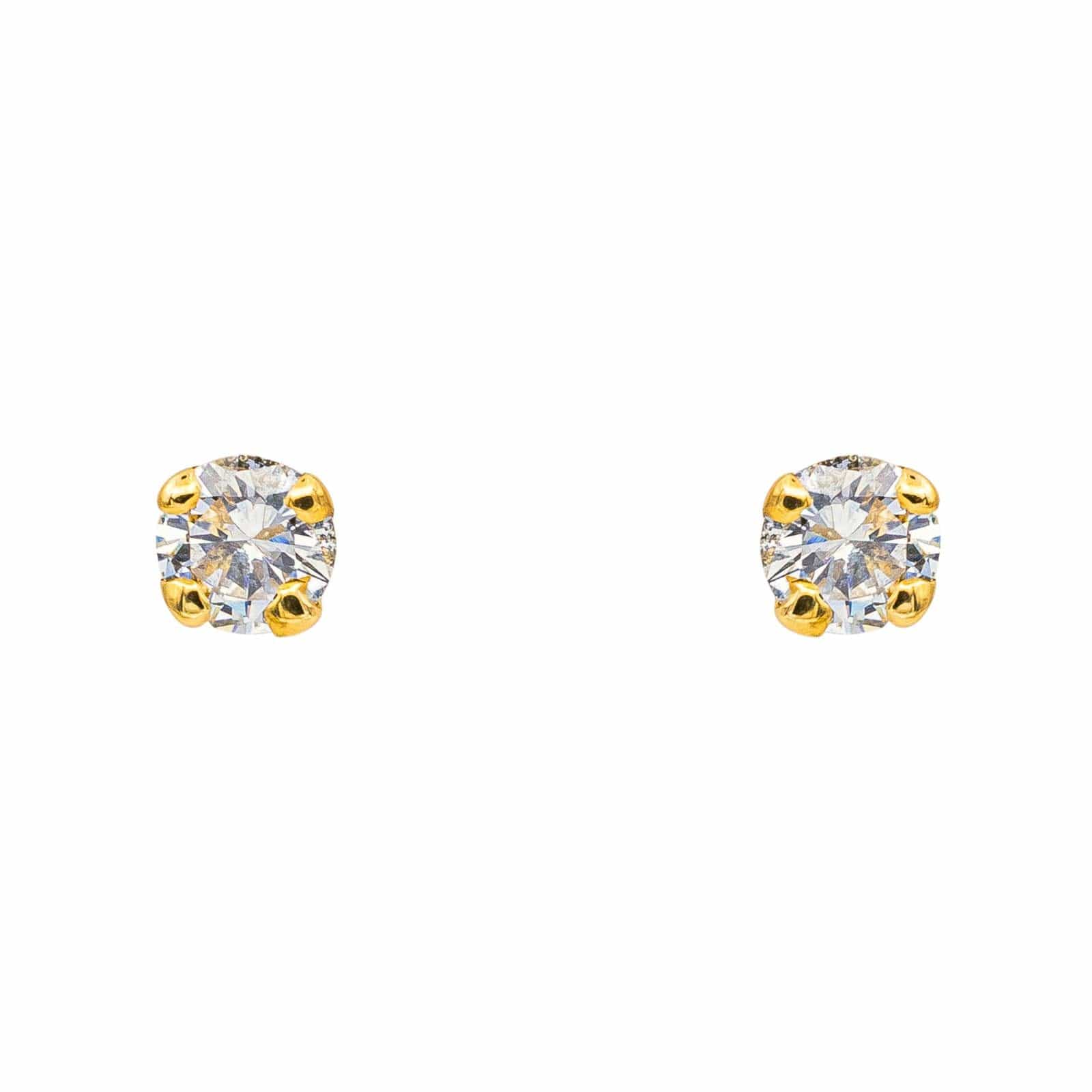 Yellow Gold Diamond Stud Earrings 