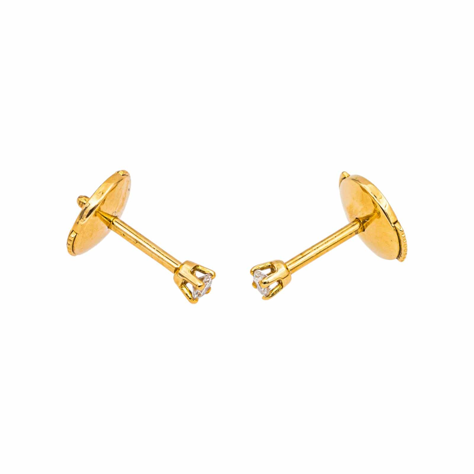 Yellow Gold Diamond Stud Earrings  - Image 7