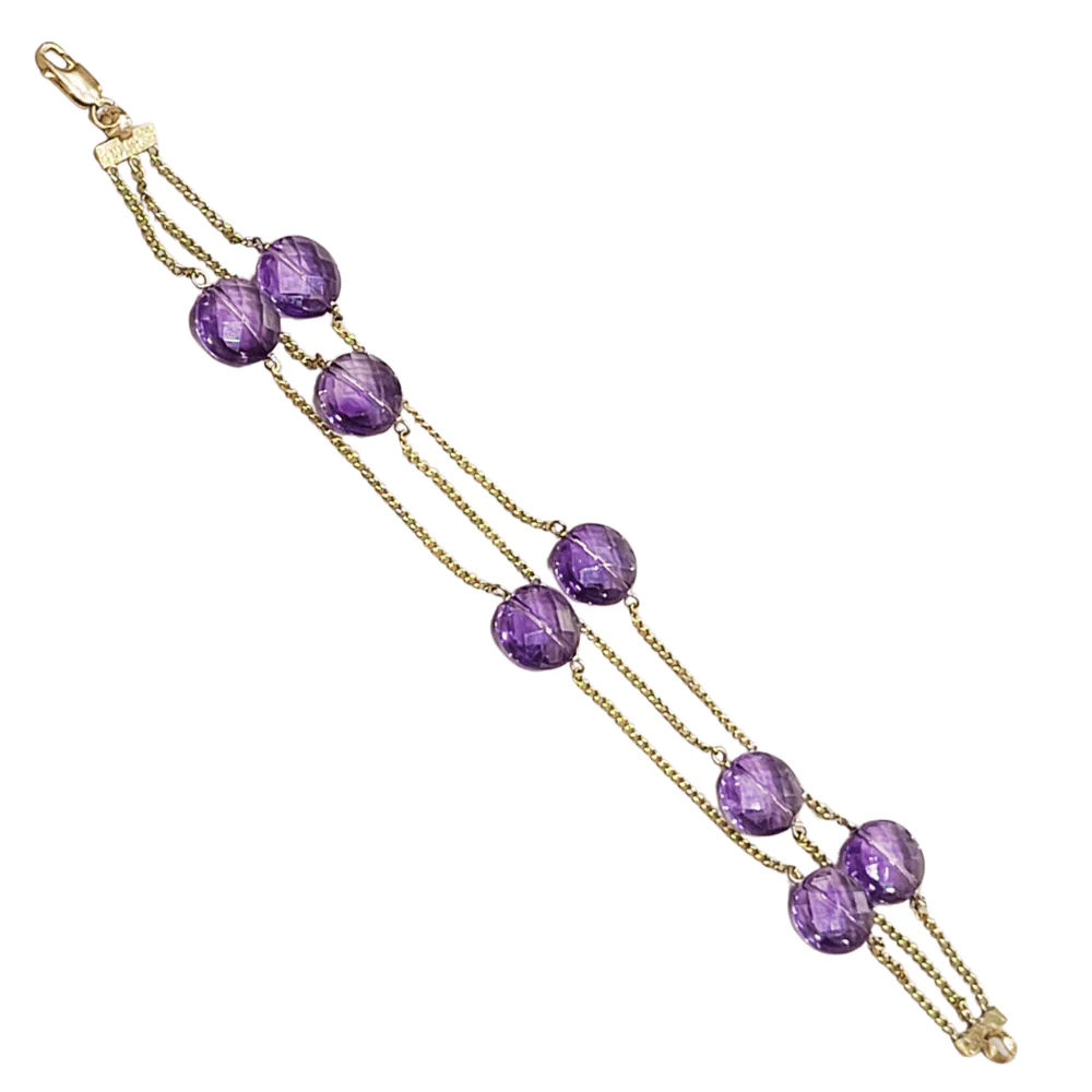 Bracelet - 18k yellow gold amethysts 