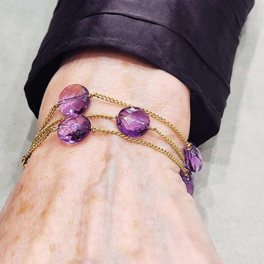 Bracelet - 18k yellow gold amethysts  - Image 2