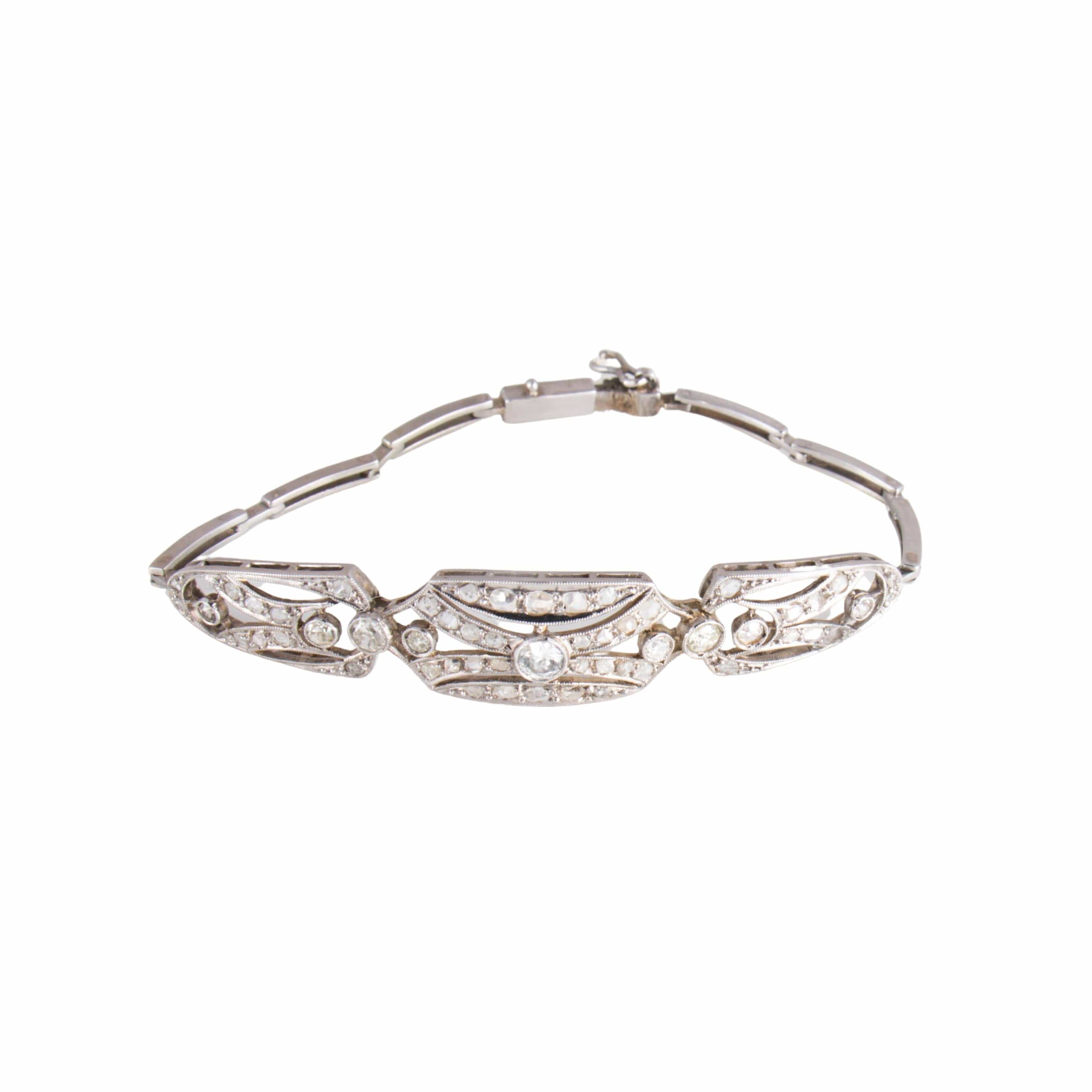Bracelet Art Deco platinum Diamonds