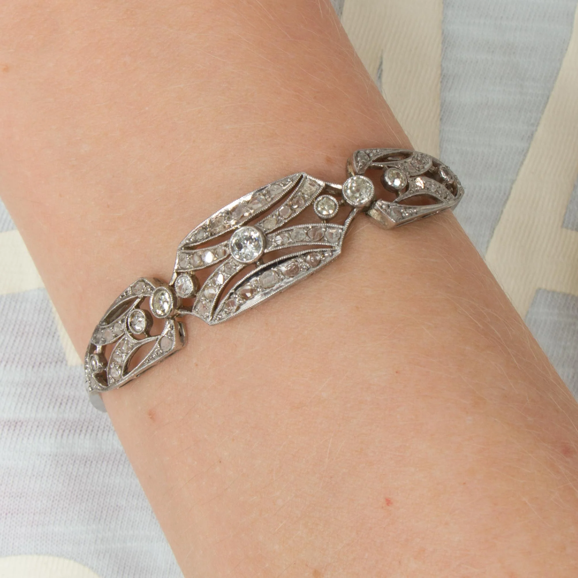 Bracelet Art Deco platinum Diamonds - Image 2
