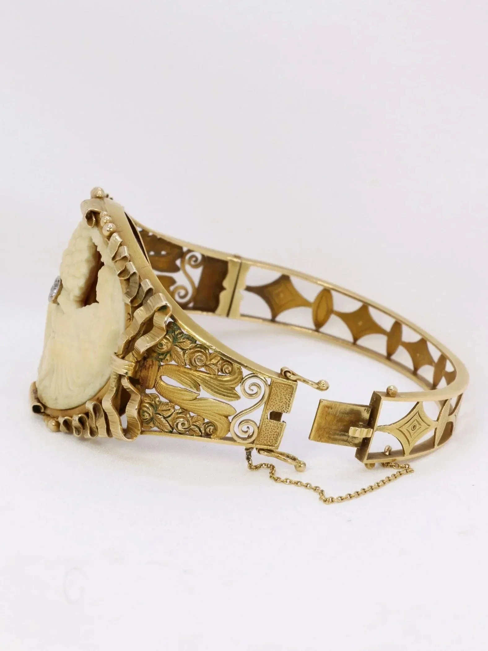 Art nouveau bracelet cameo on ivory - Image 8