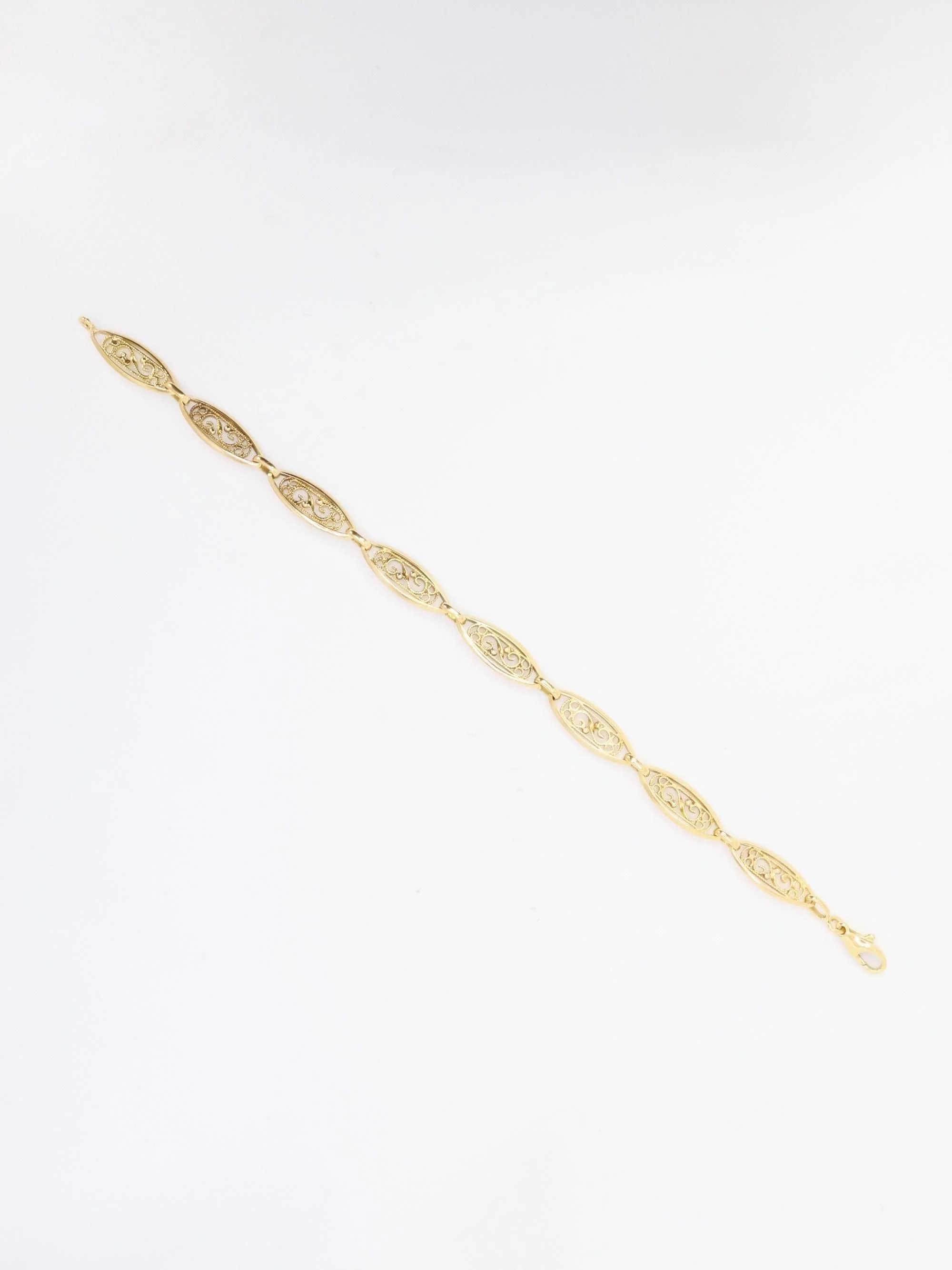 Chain bracelet Link yellow gold filigree - Image 4