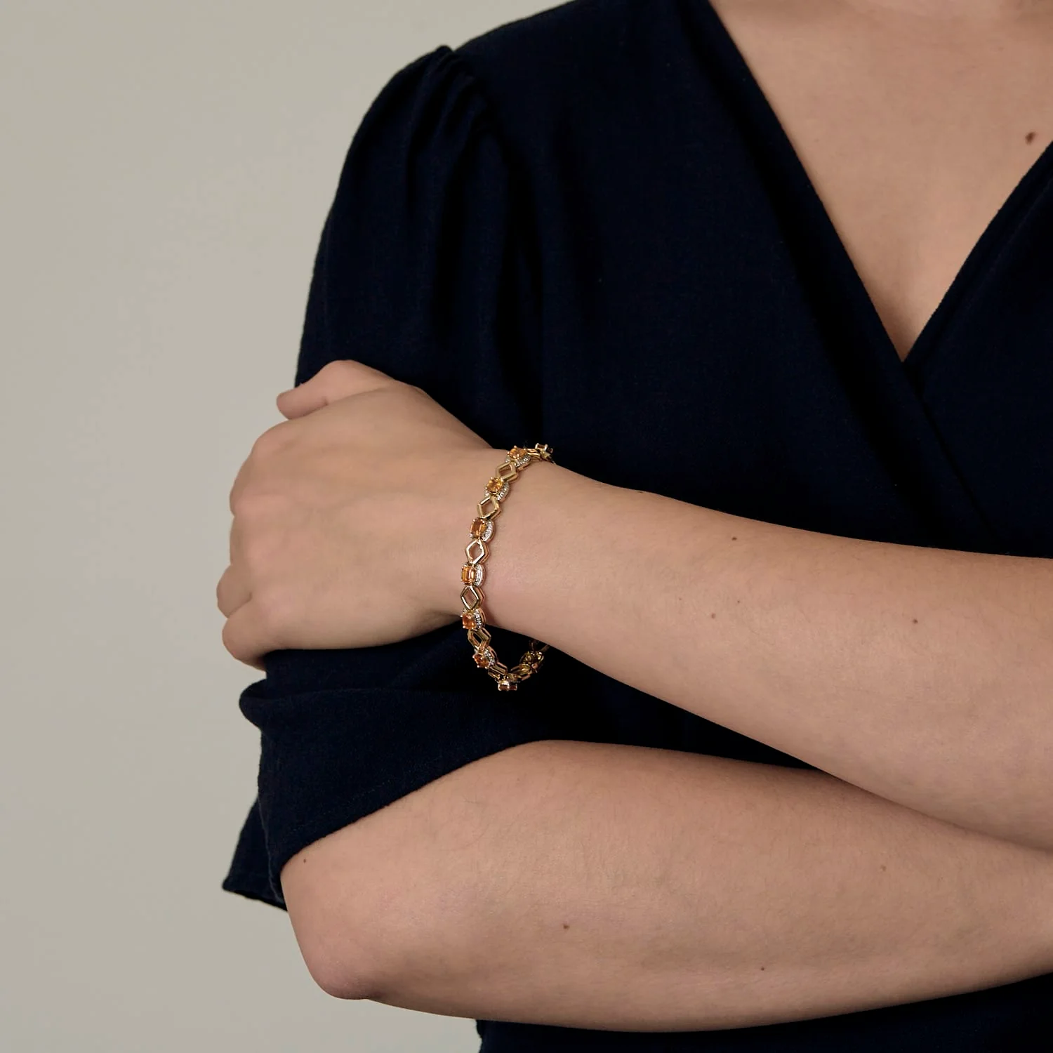 Yellow gold bracelet and orange sapphires  - Image 2