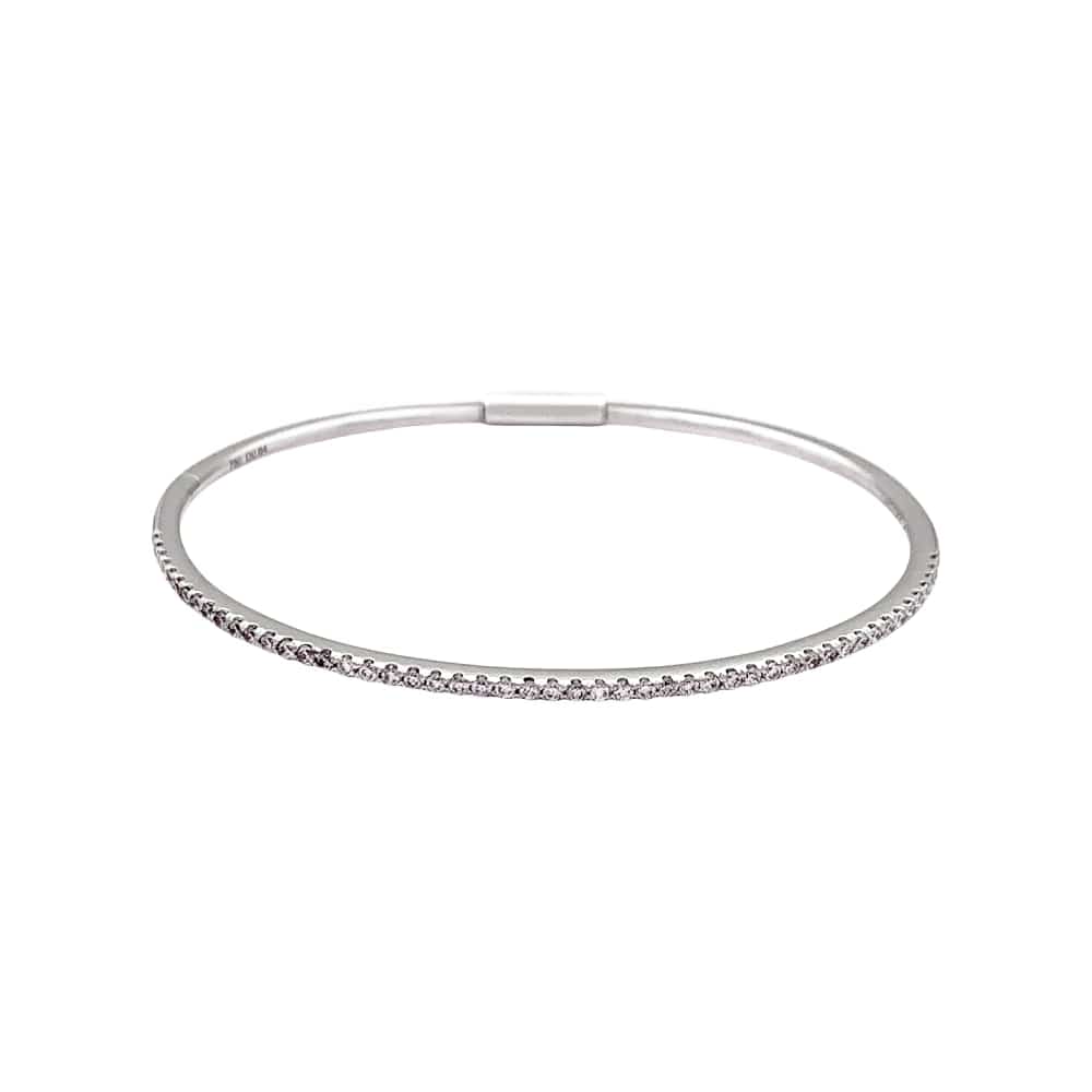 White gold bangle bracelet with diamonds.  - Image 2