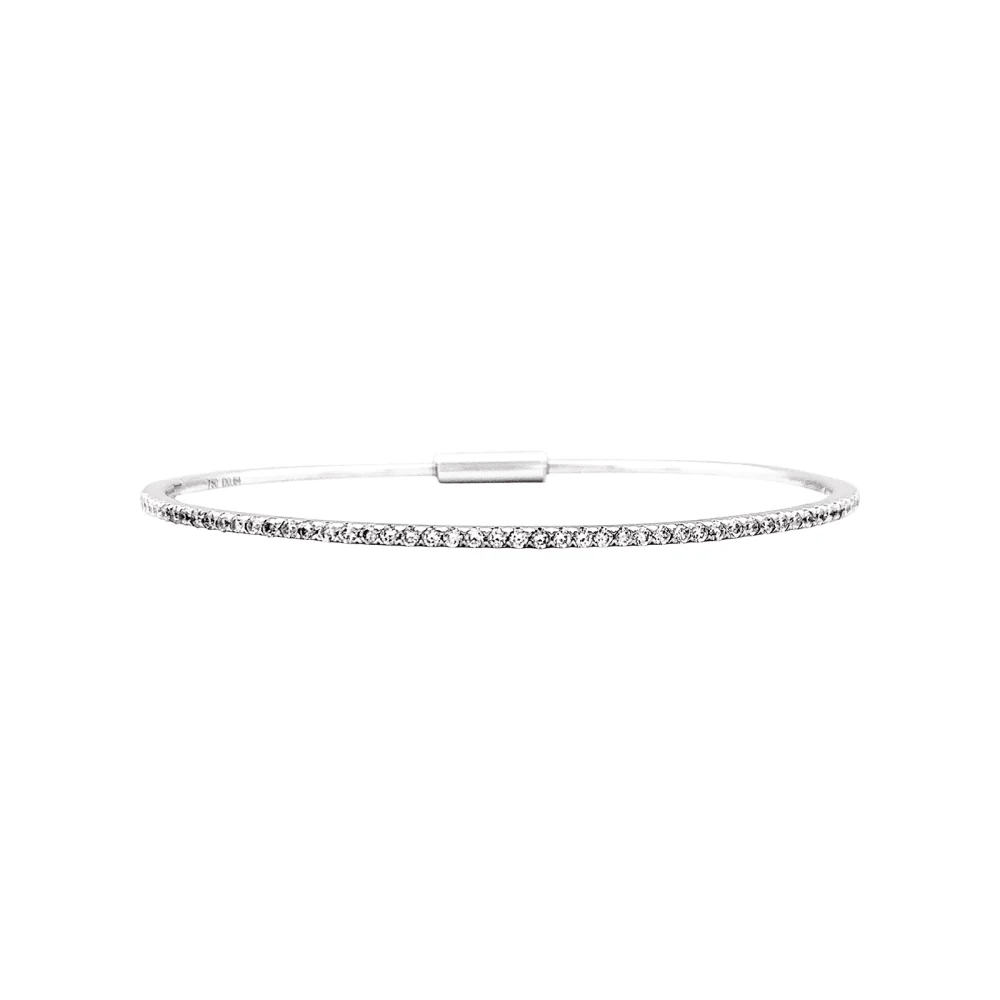White gold bangle bracelet with diamonds.  - Image 4
