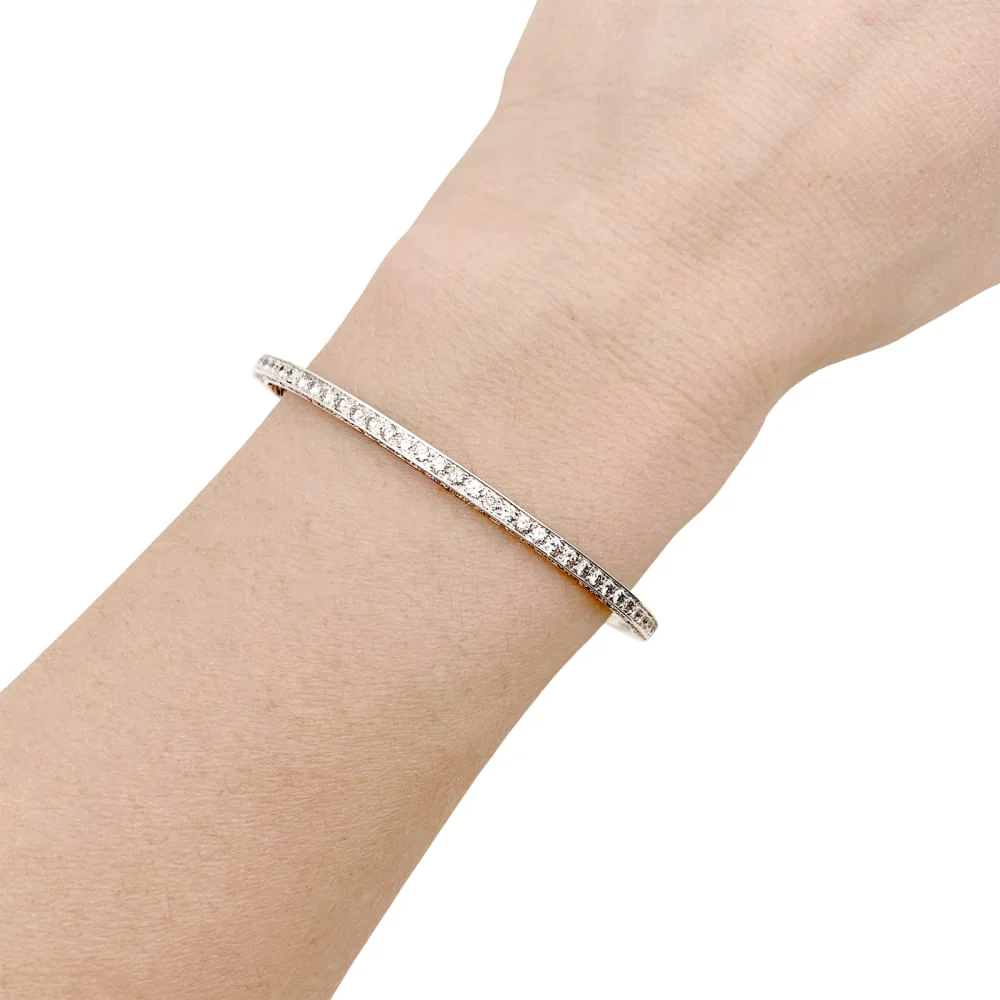 Bangle bracelet, white gold and diamonds.  - Image 6