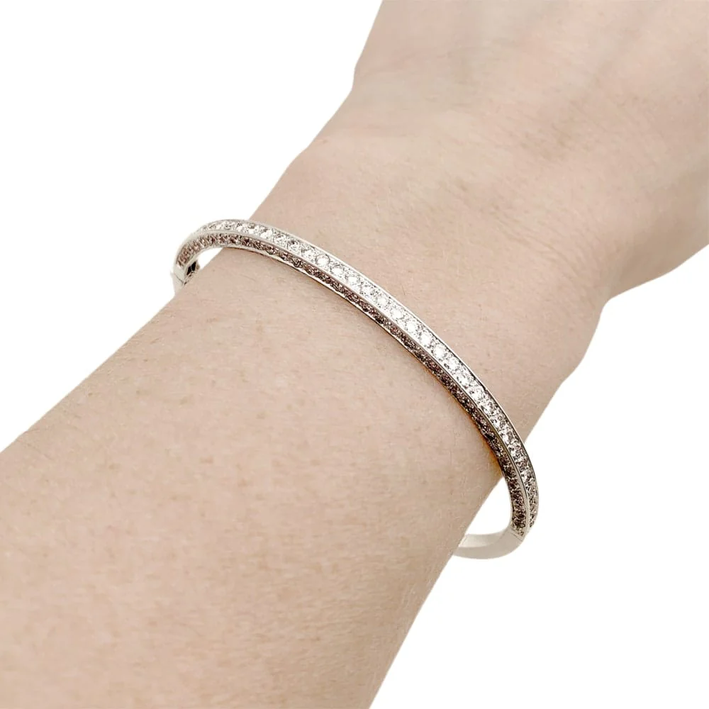 Bangle bracelet, white gold and diamonds.  - Image 7