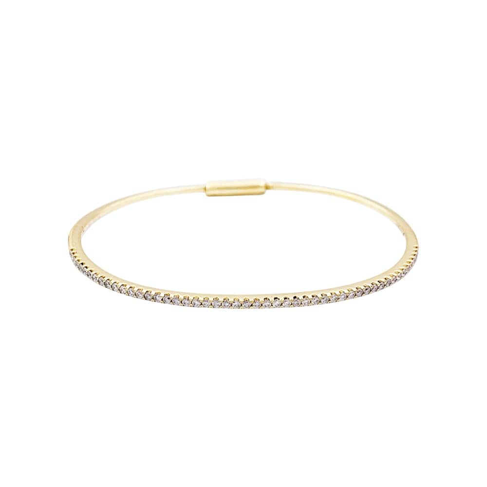 Yellow gold bangle bracelet with diamonds.  - Image 2