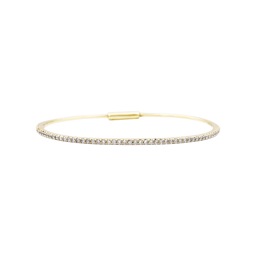 Yellow gold bangle bracelet with diamonds.  - Image 3