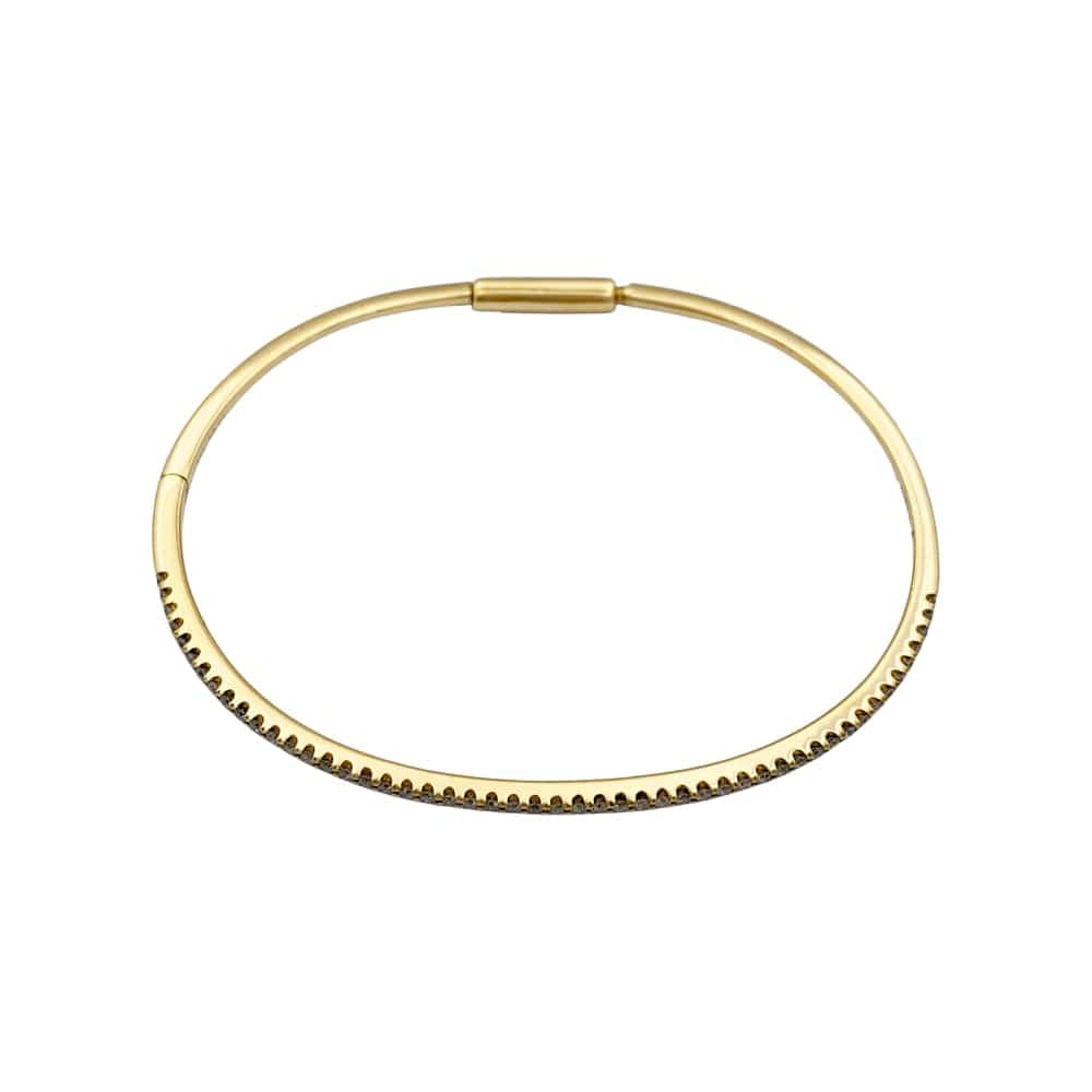 Yellow gold bangle bracelet with diamonds.  - Image 4