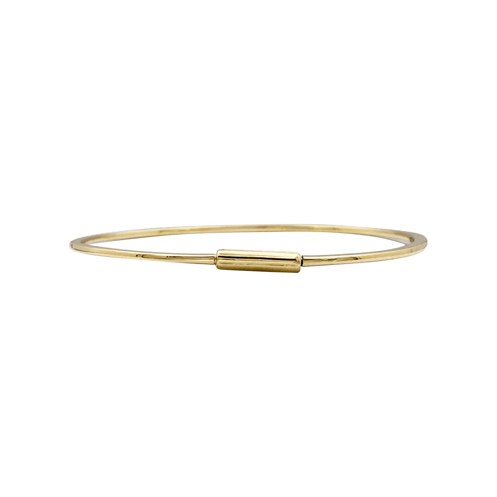Yellow gold bangle bracelet with diamonds.  - Image 5