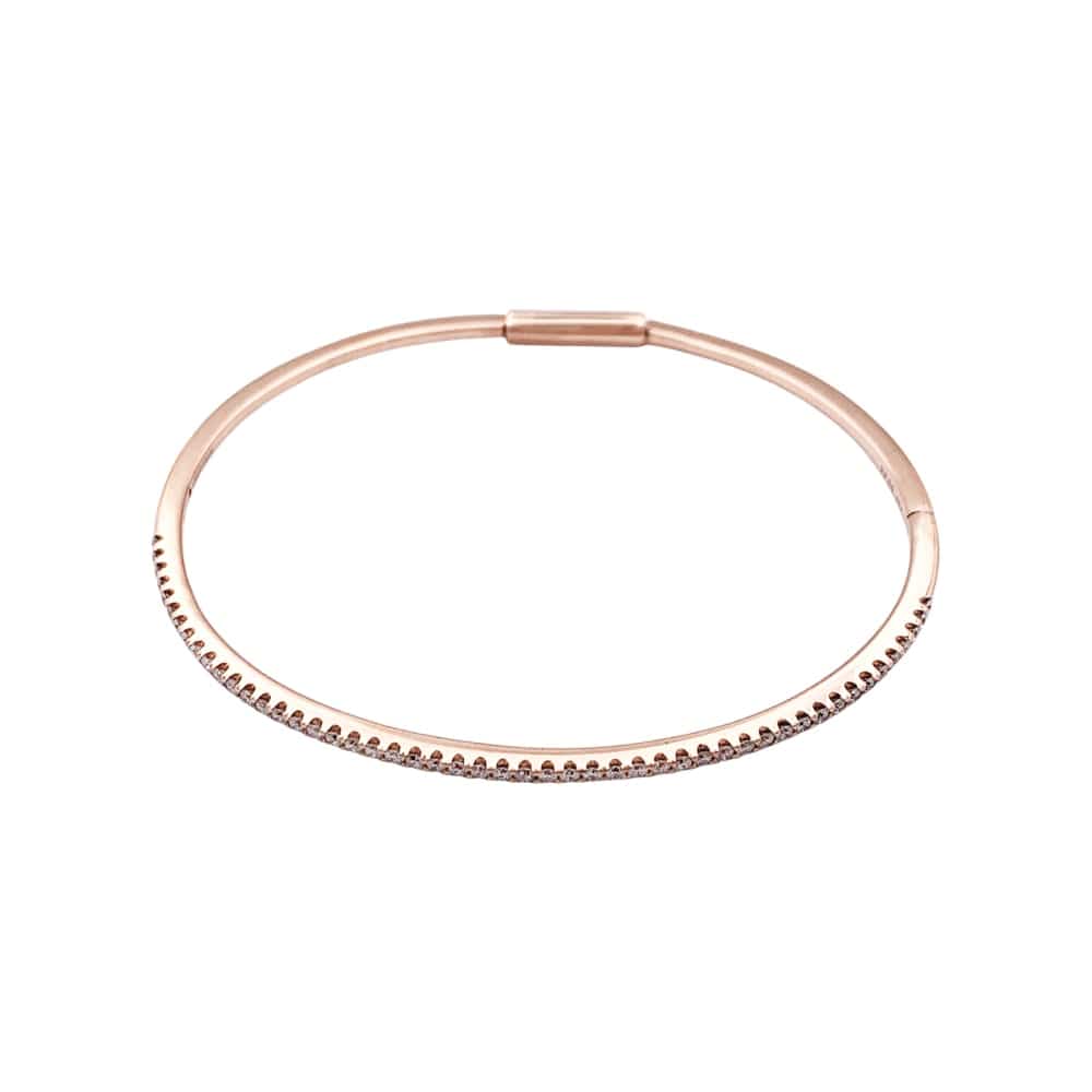 Rose gold bangle bracelet with diamonds.  - Image 3