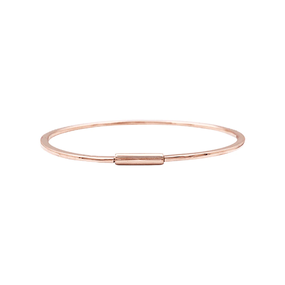 Rose gold bangle bracelet with diamonds.  - Image 4