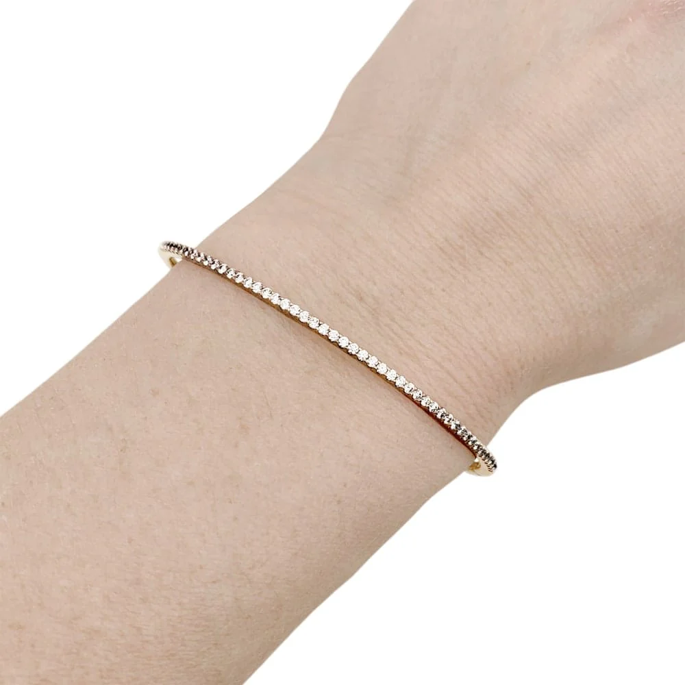 Rose gold bangle bracelet with diamonds.  - Image 5