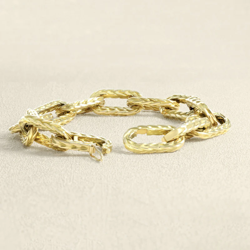 Link ridged bracelet Yellow gold  - Image 4