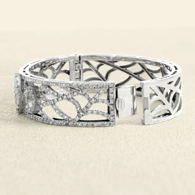 White Gold and Diamond Bangle  - Image 3