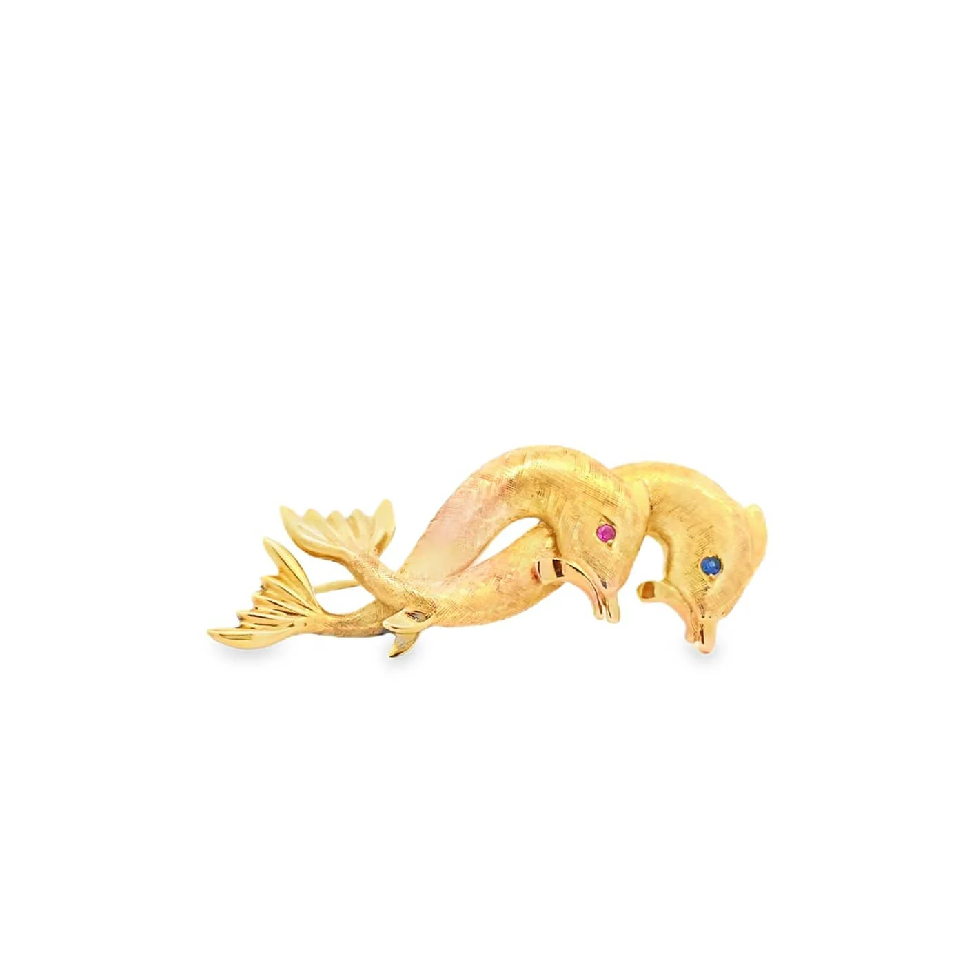 14K yellow gold dolphin brooch 