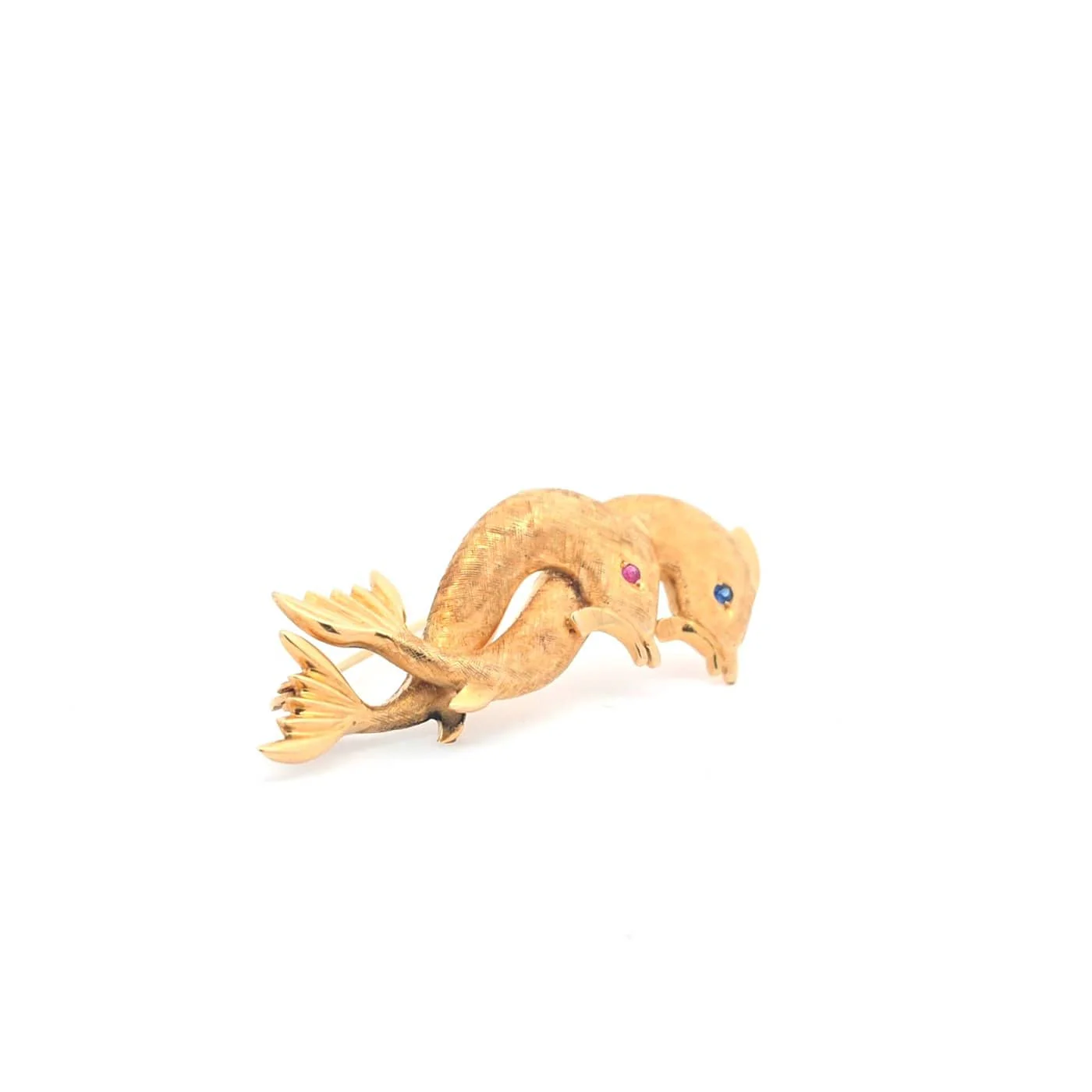 14K yellow gold dolphin brooch  - Image 2