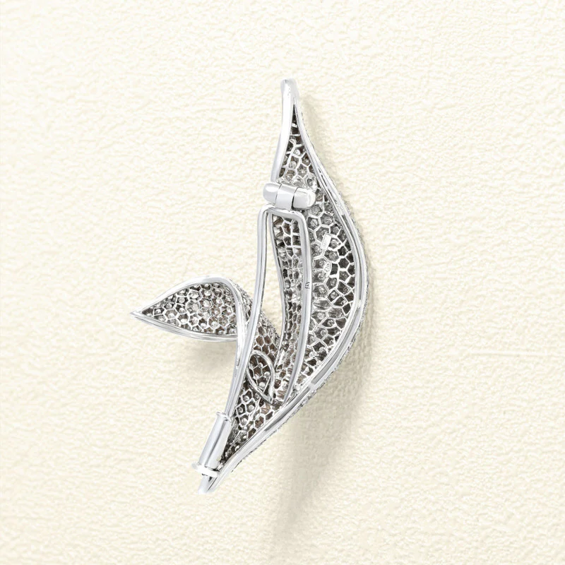 White Gold and Diamond Wheat Brooch  - Image 2