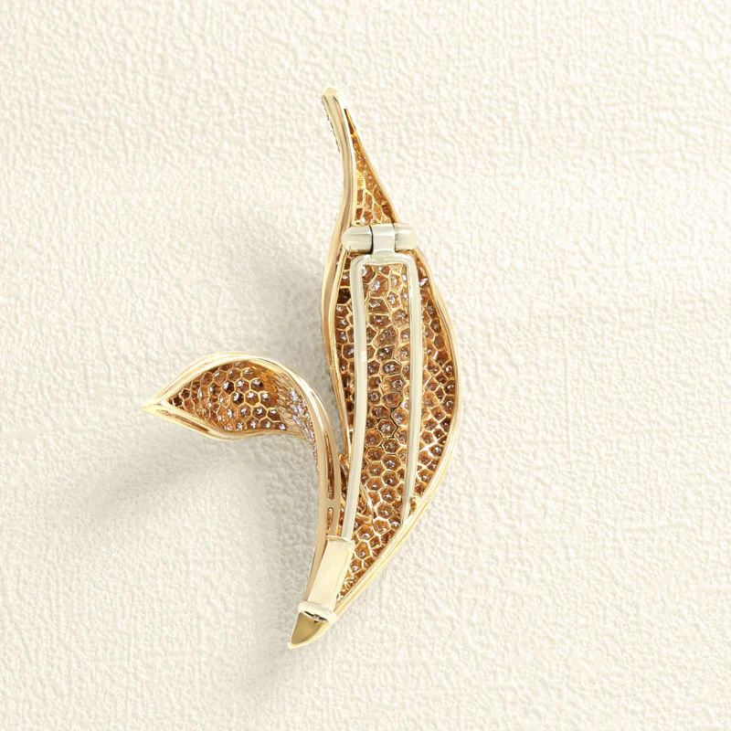 Rose gold and diamond wheat brooch - Image 2