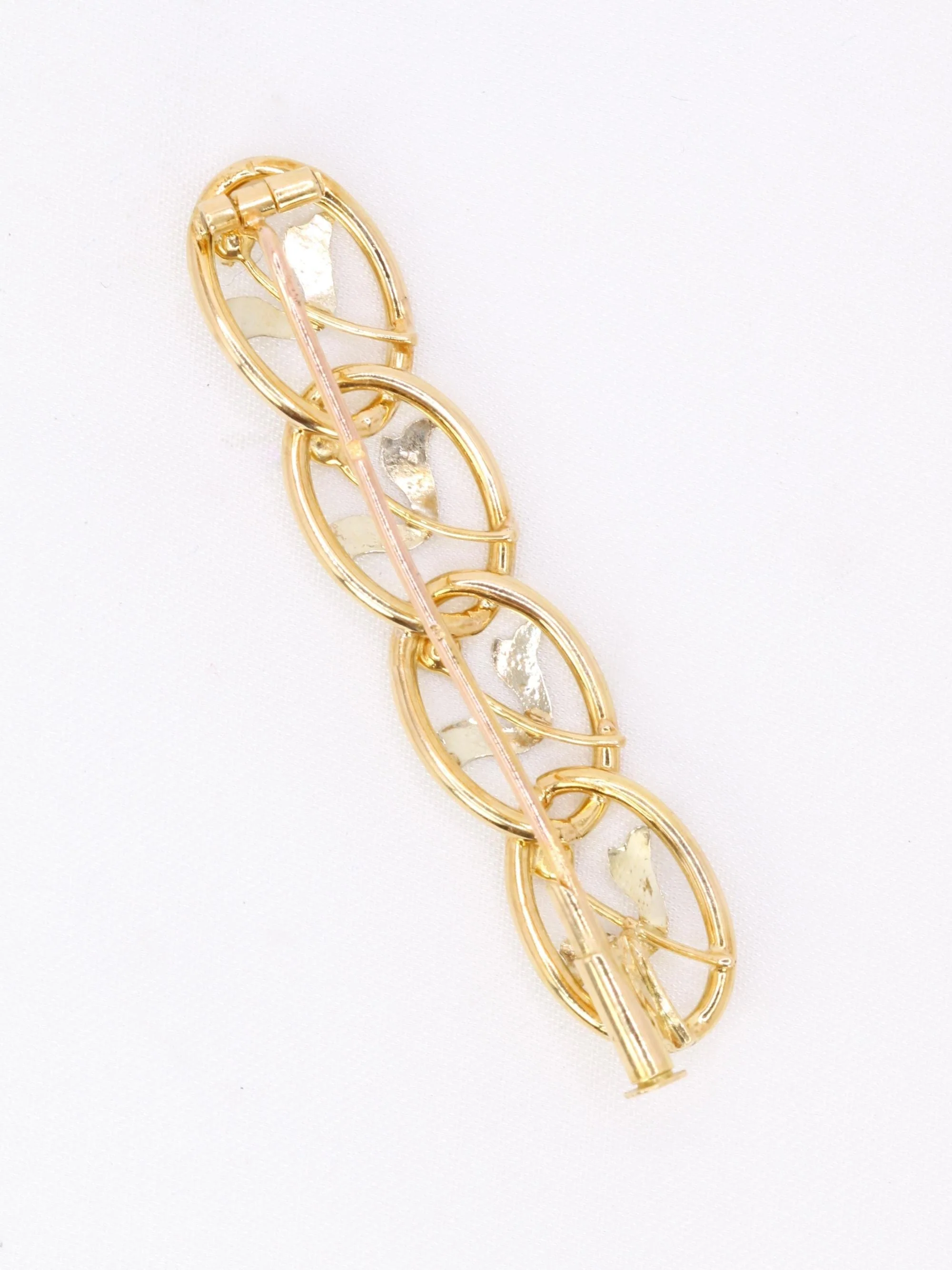 Art Nouveau flower brooch in yellow gold, white gold and pearls - Image 4