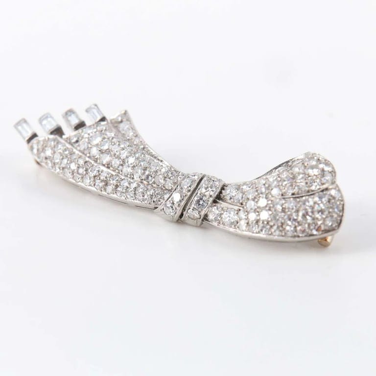 Bow Brooch platinum Diamonds - Image 2
