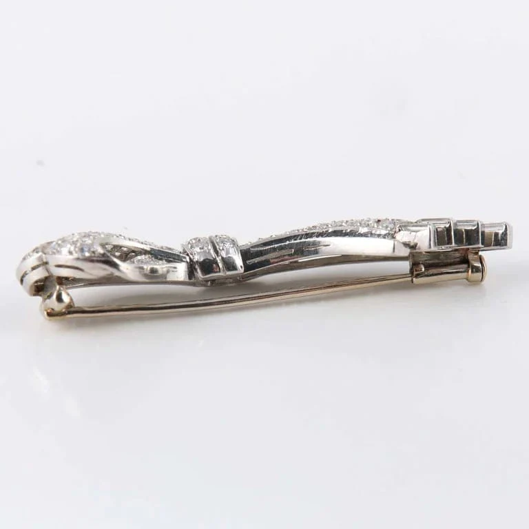 Bow Brooch platinum Diamonds - Image 5
