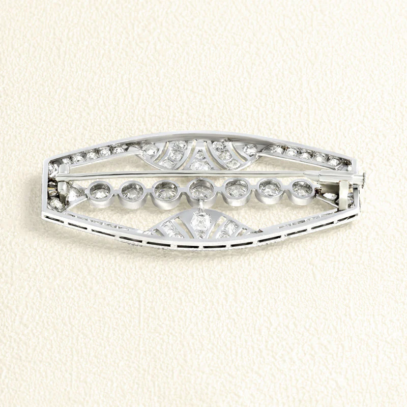 Brooch plate platinum and Diamonds  - Image 2