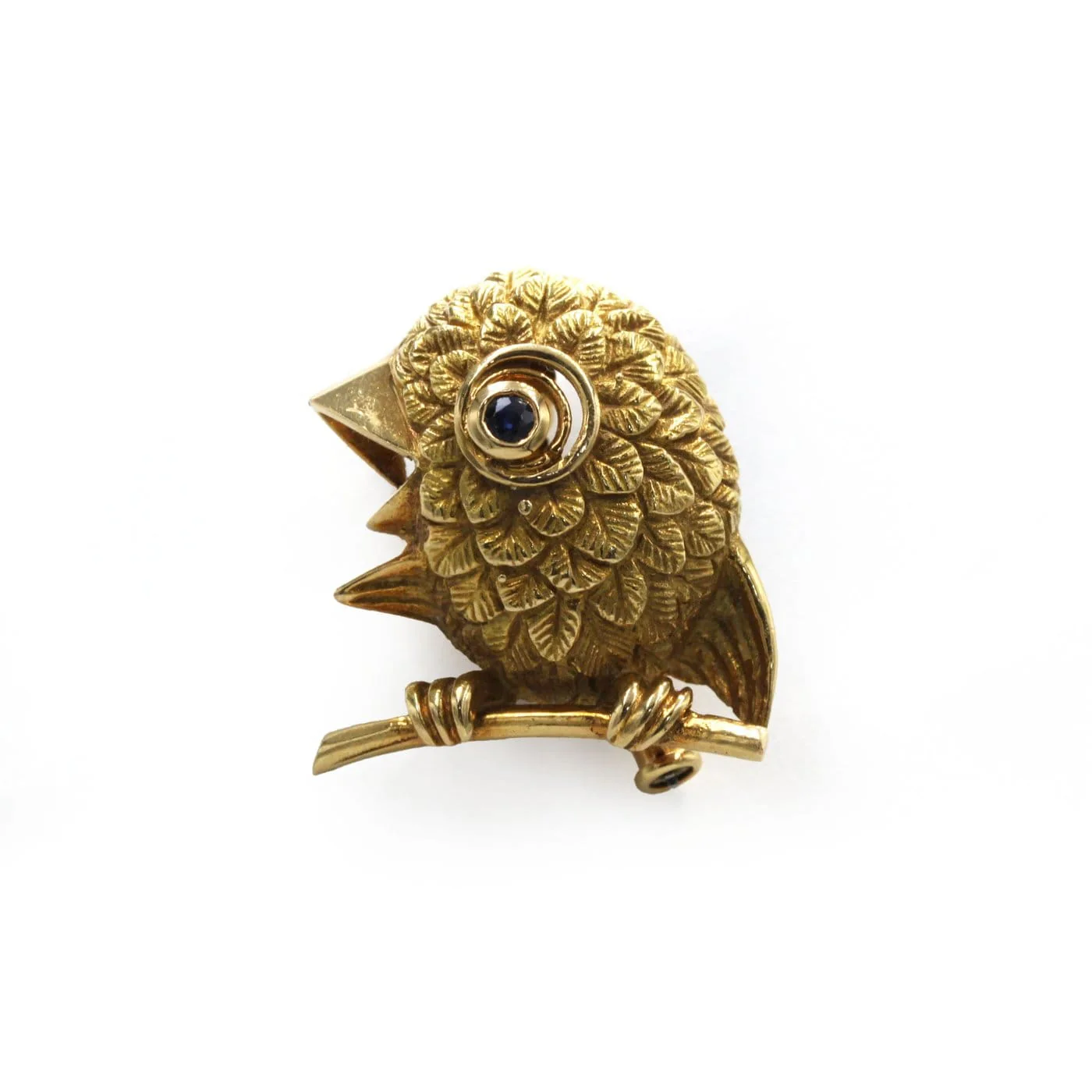 Chick brooch - 18-carat yellow gold and sapphire 
