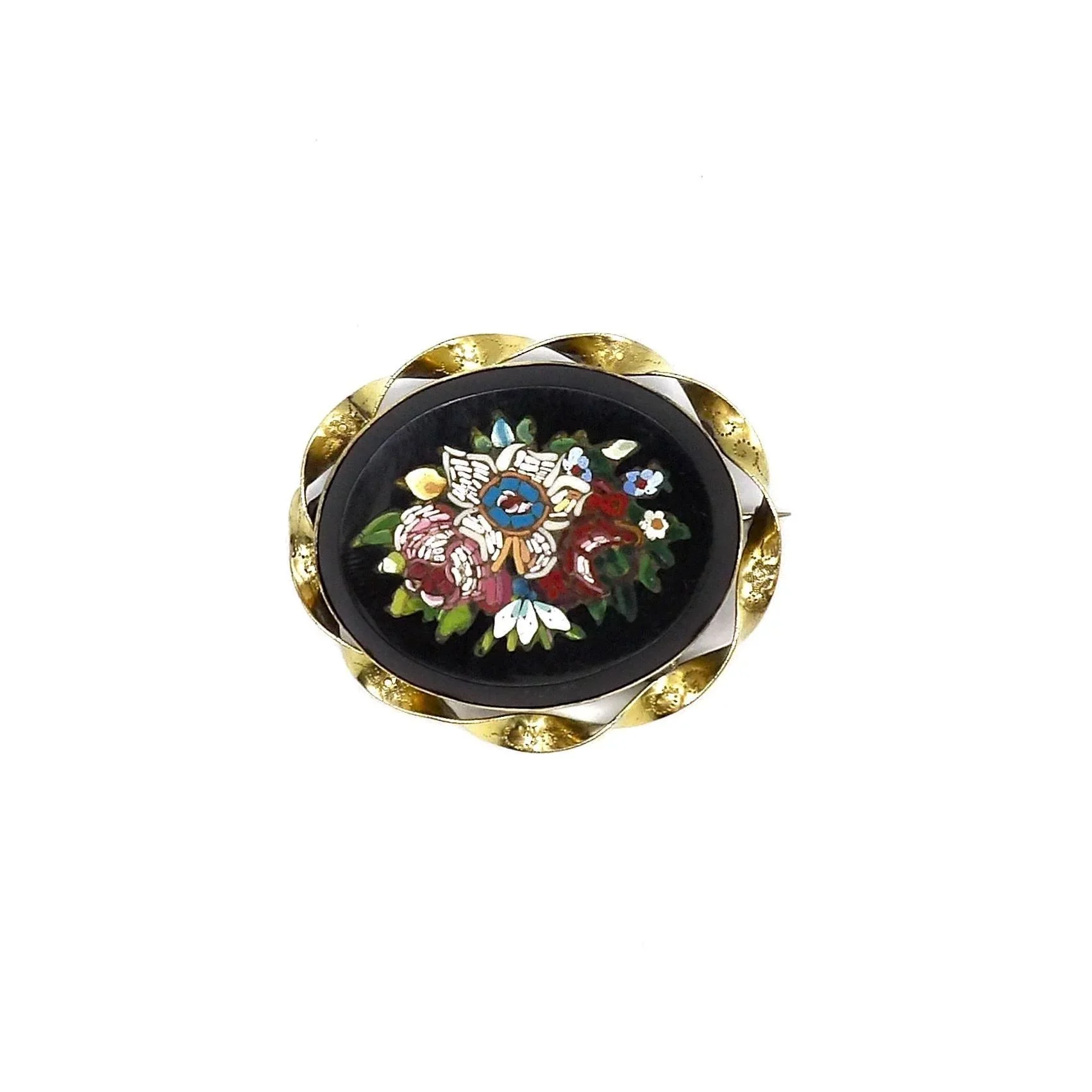 Victorian floral micro-mosaic brooch 