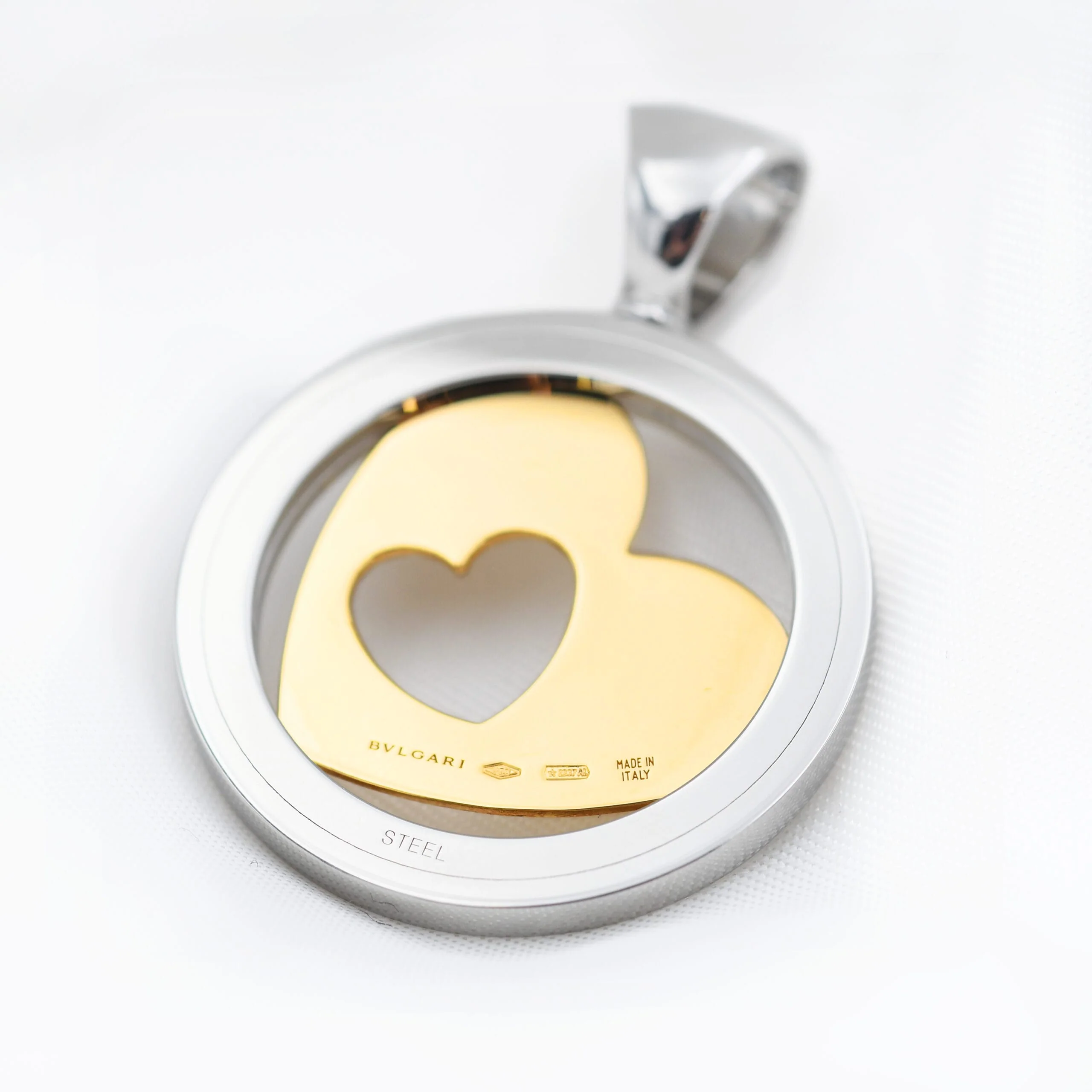 Bulgari gold and steel heart pendant  - Image 3